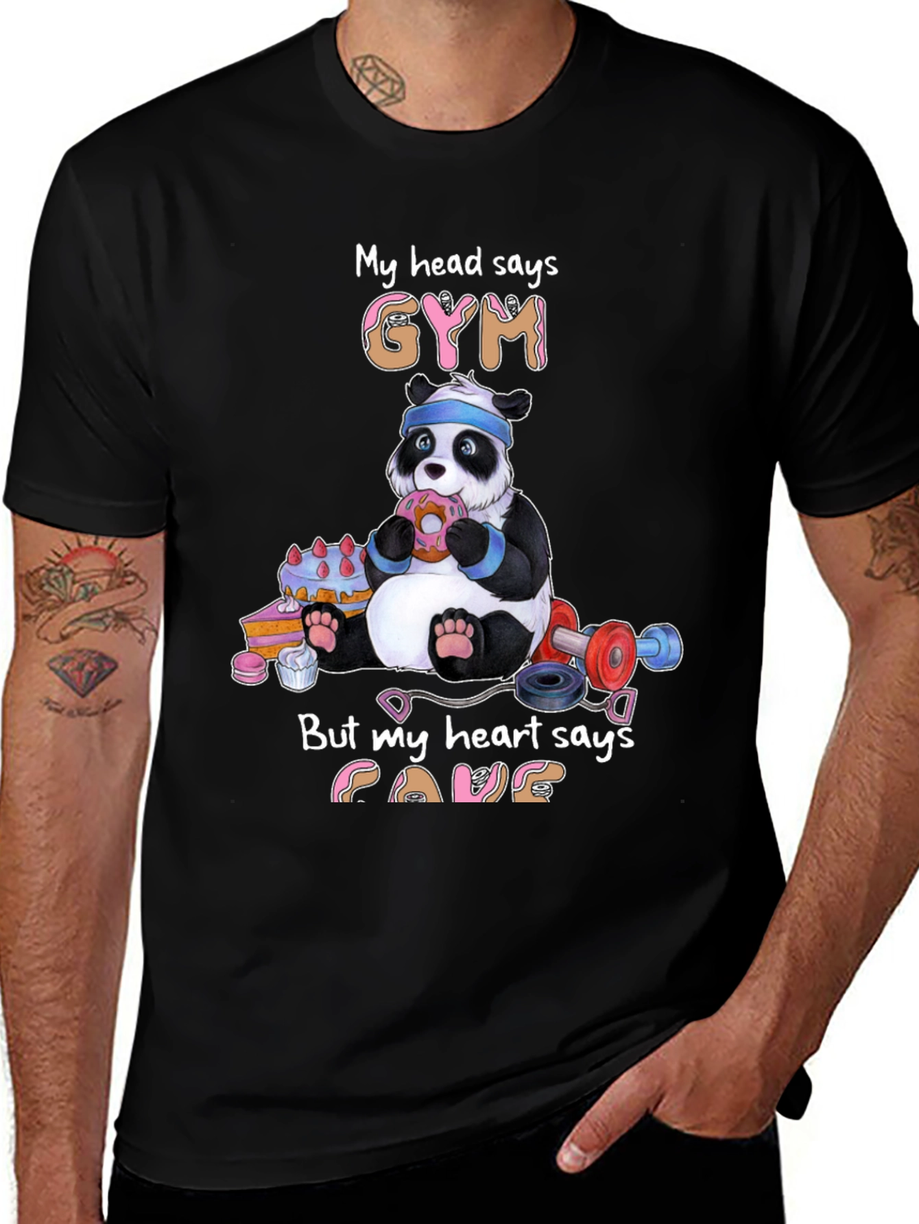 Variant 3 of Funny Panda Gym & Cake T-Shirt