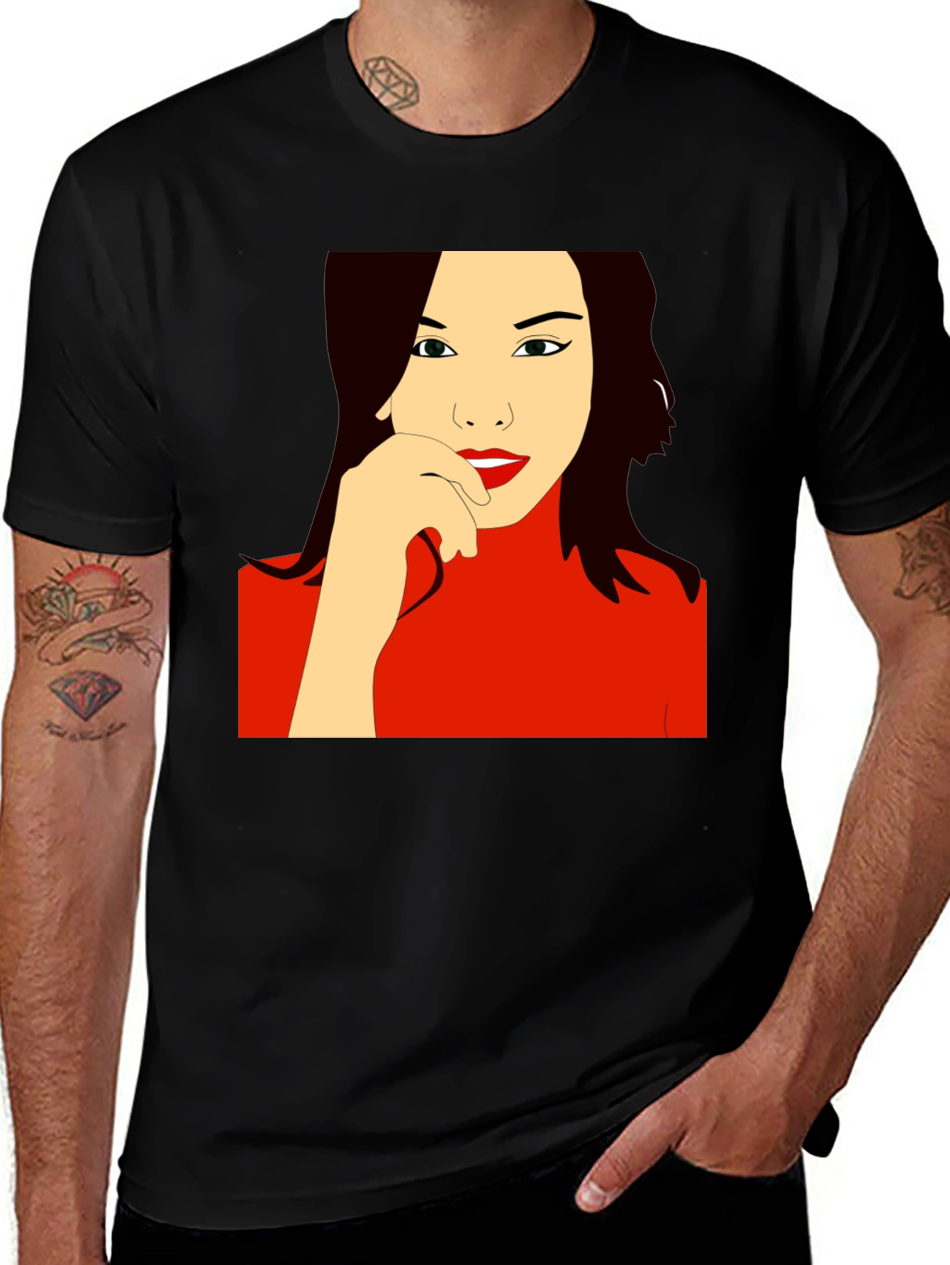 Variant 21 of Woman Portrait Graphic Tee - Trendy Black T-Shirt