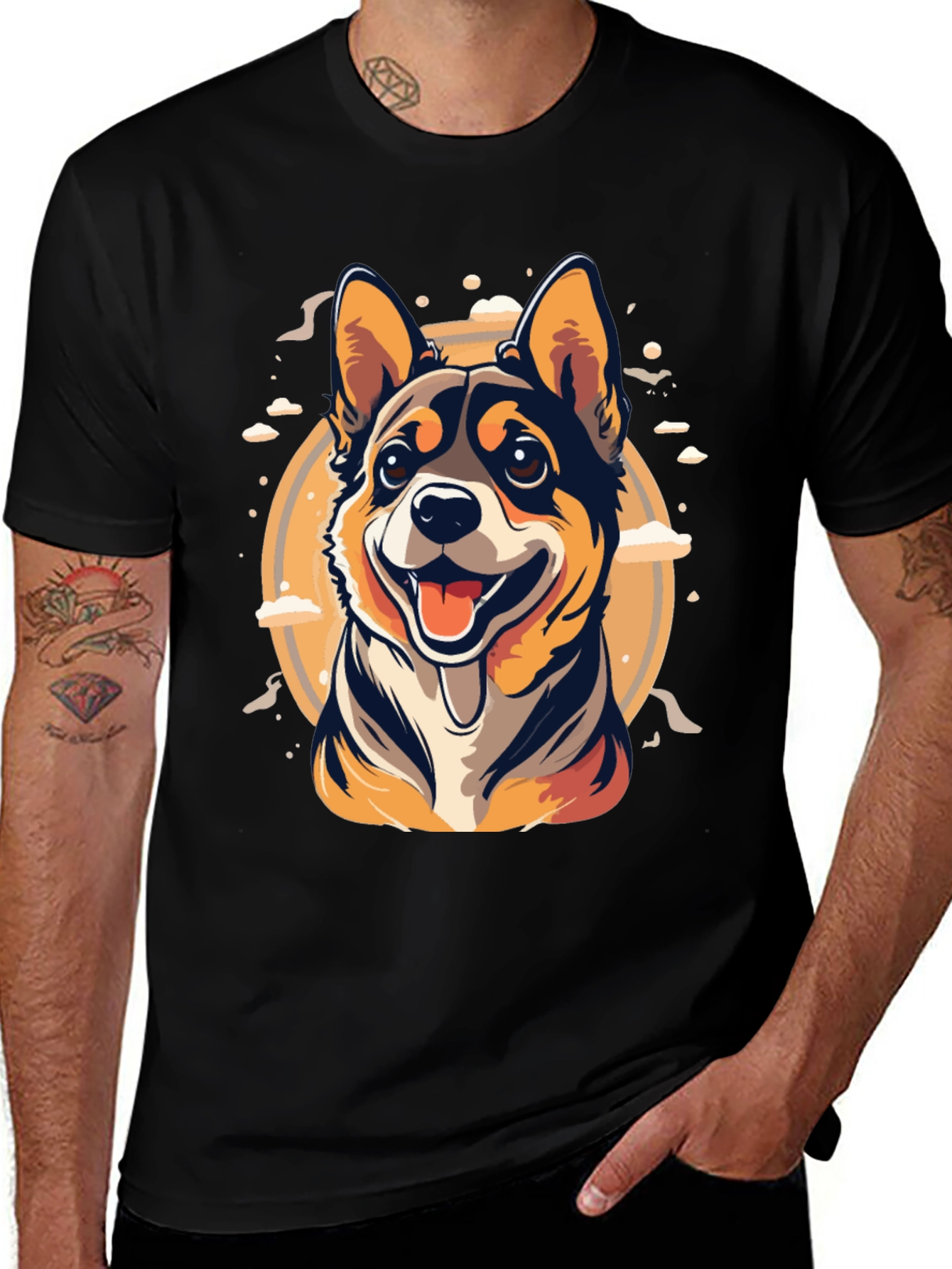 Black Dog Graphic Tee - Cute Canine Design main image