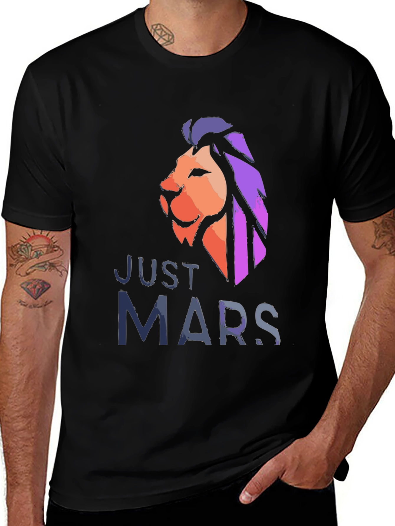 Variant 28 of Just Mars Lion Graphic Tee - Black
