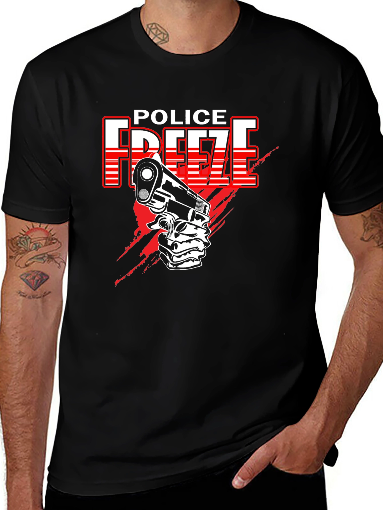 Variant 21 of Police Freeze T-Shirt - Black Graphic Tee