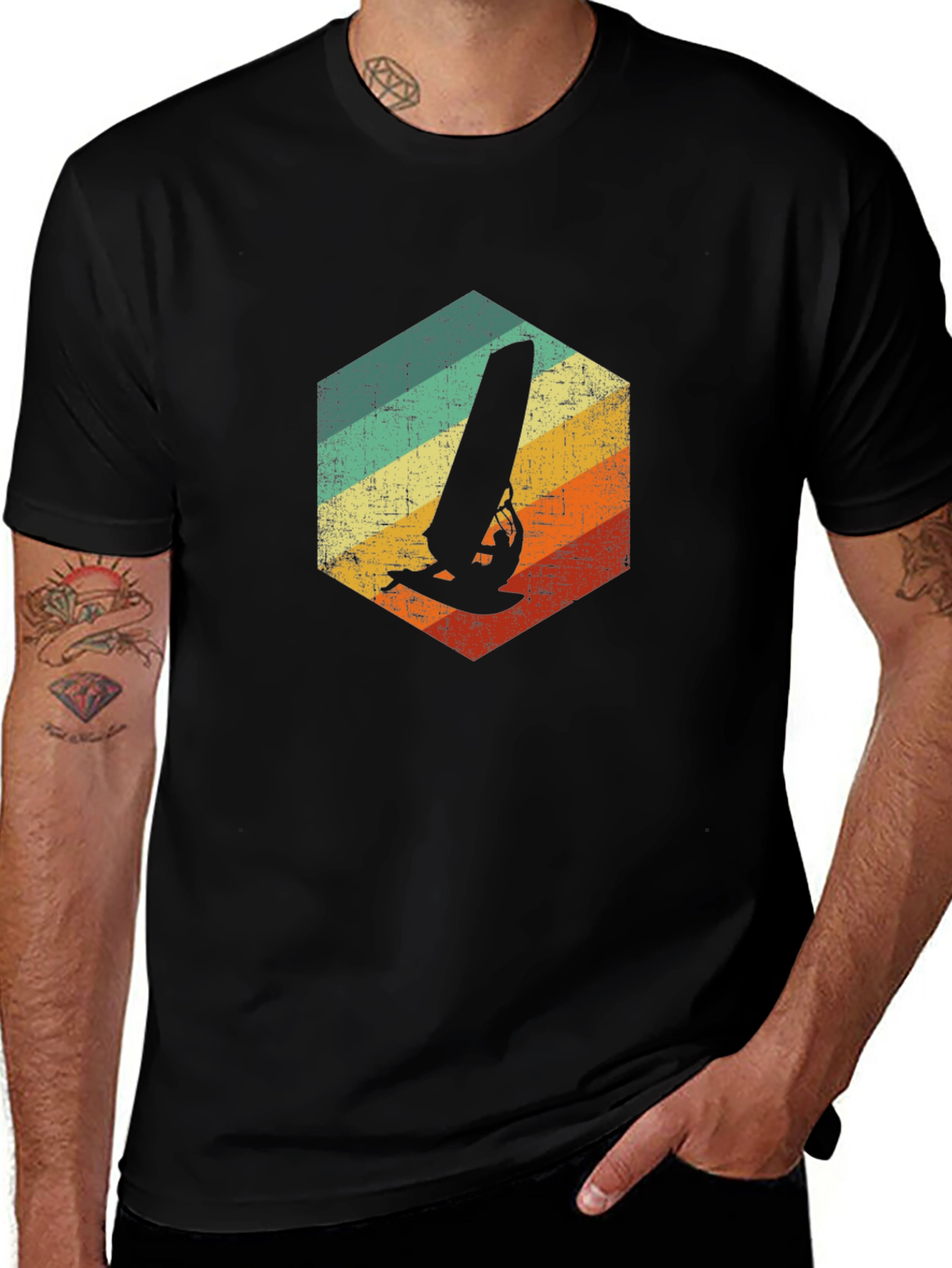 Variant 13 of Retro Windsurfing Graphic Tee