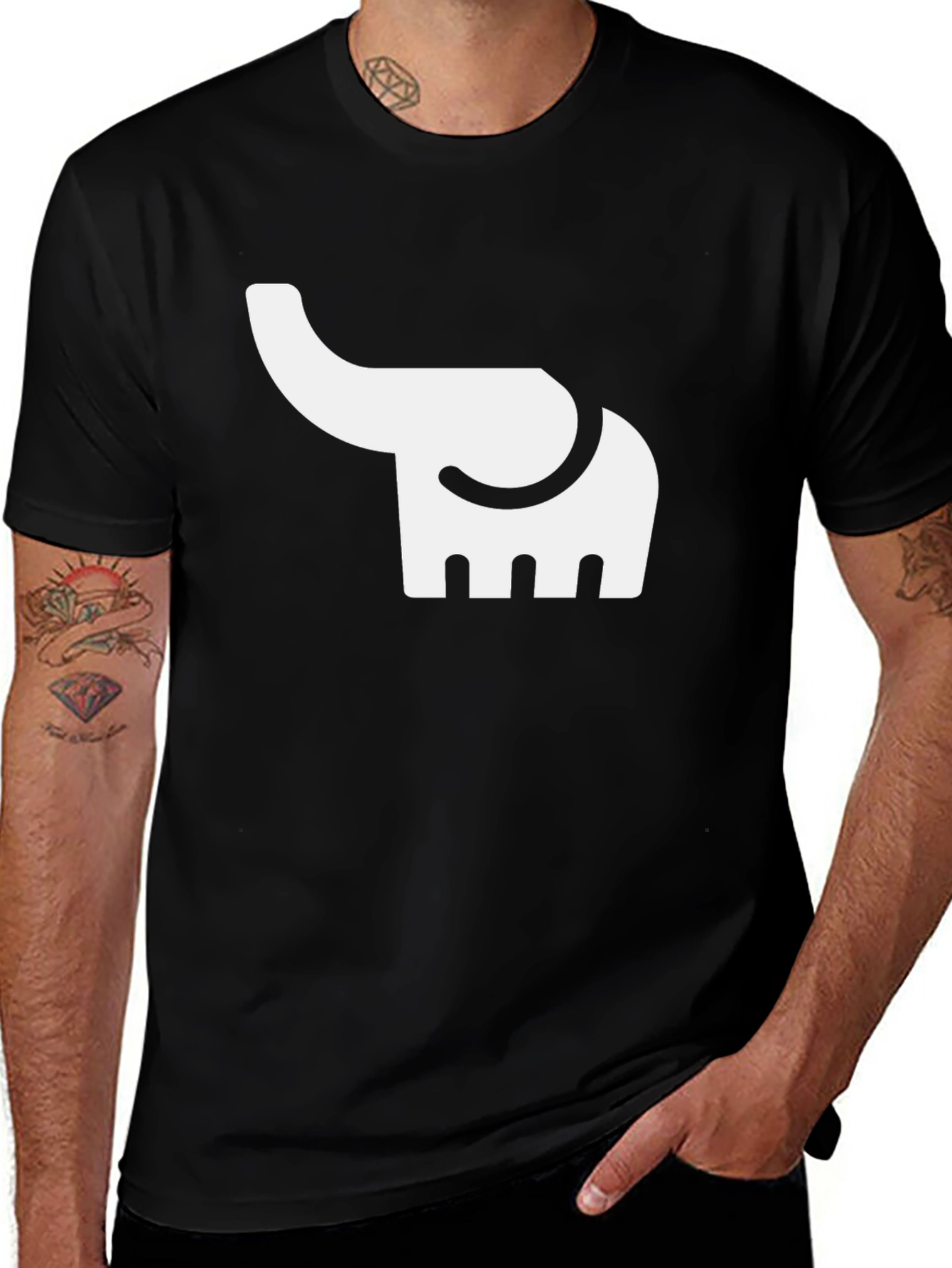 Variant 21 of Elephant Graphic Tee - Black Cotton Casual