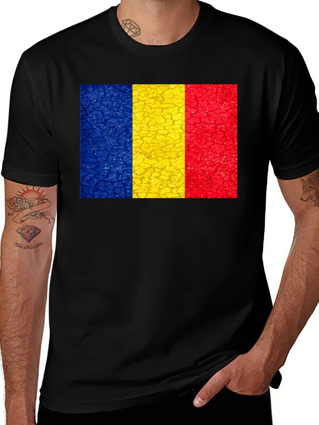 Romania Flag Textured T-Shirt