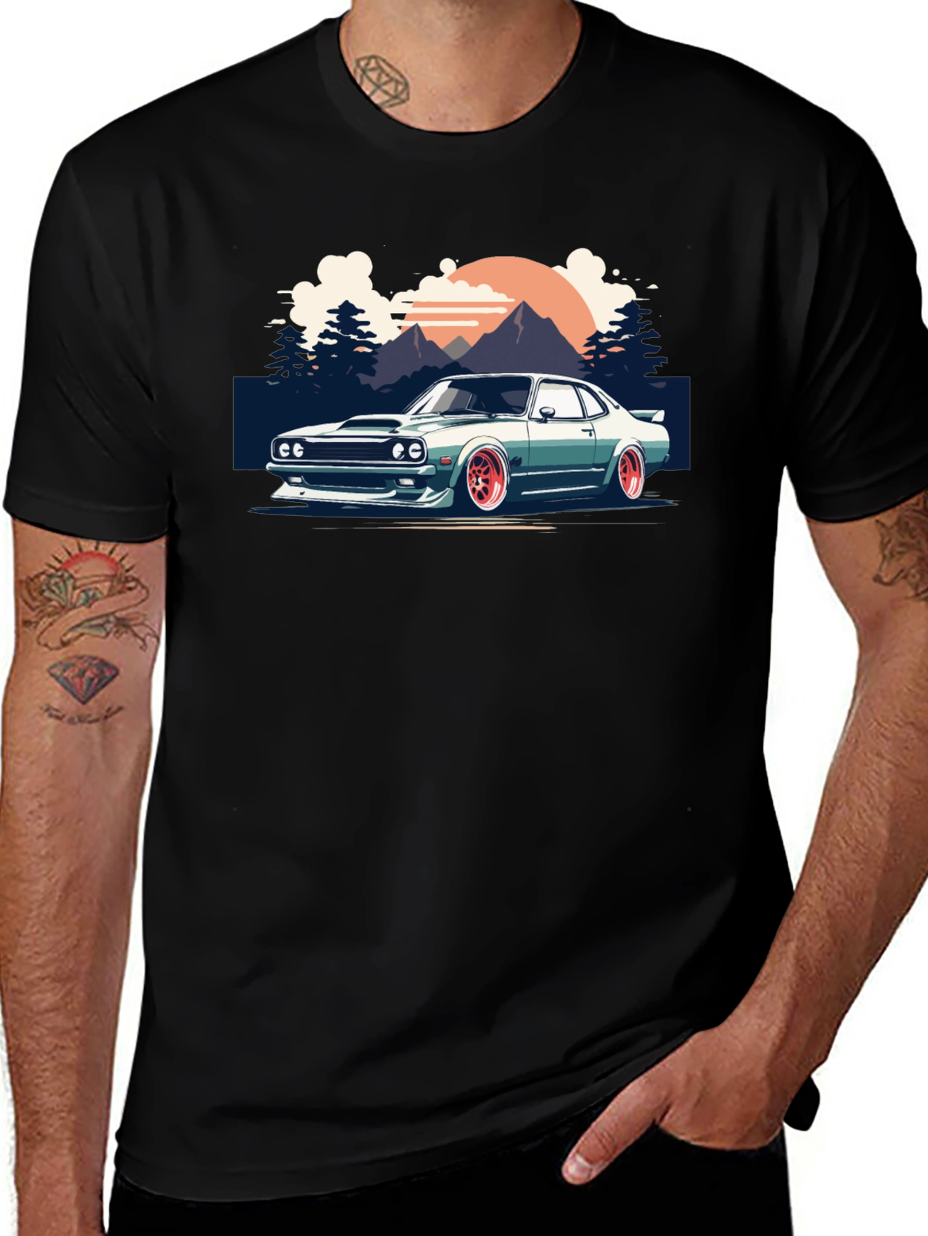 Variant 17 of Retro Car Landscape Graphic T-Shirt