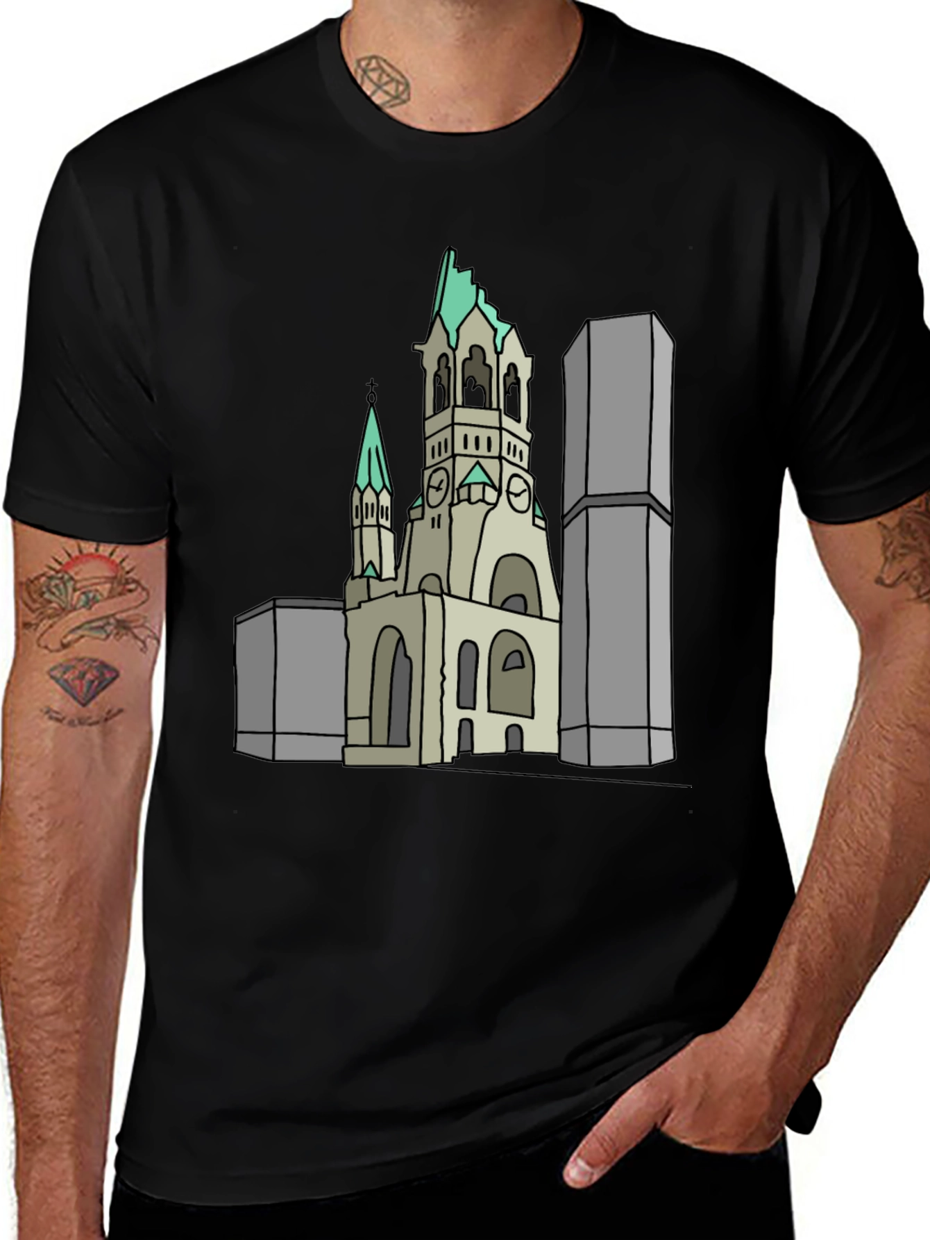 Variant 8 of Berlin Church Graphic Tee - Stylish Cityscape T-Shirt