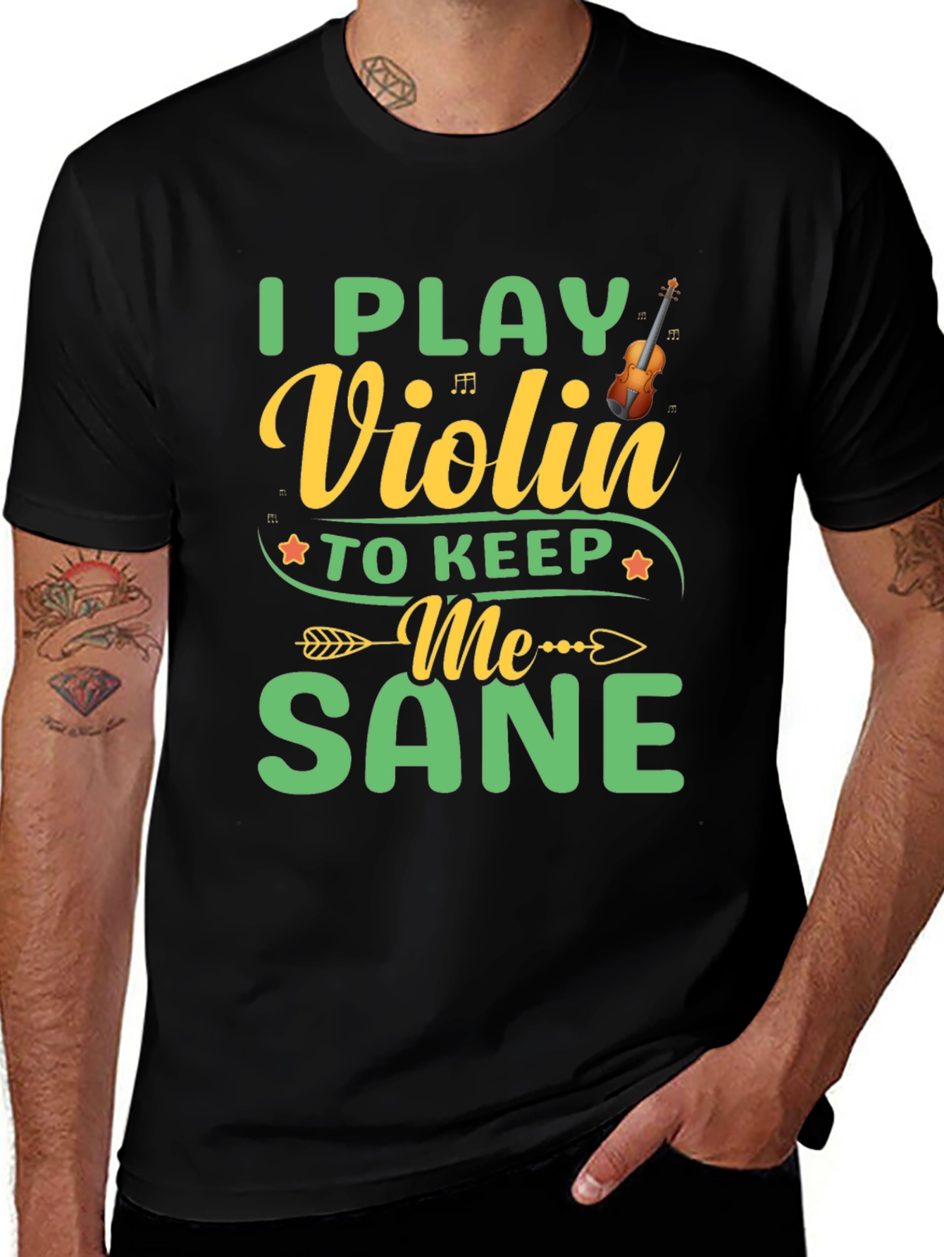 Variant 3 of I Play Violin to Keep Me Sane Black T-Shirt