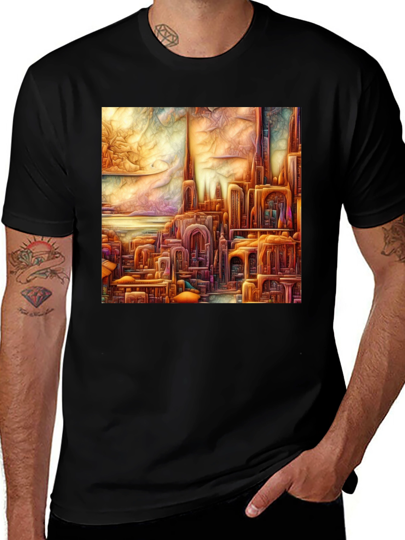 Variant 28 of Art Nouveau Cityscape Graphic Tee