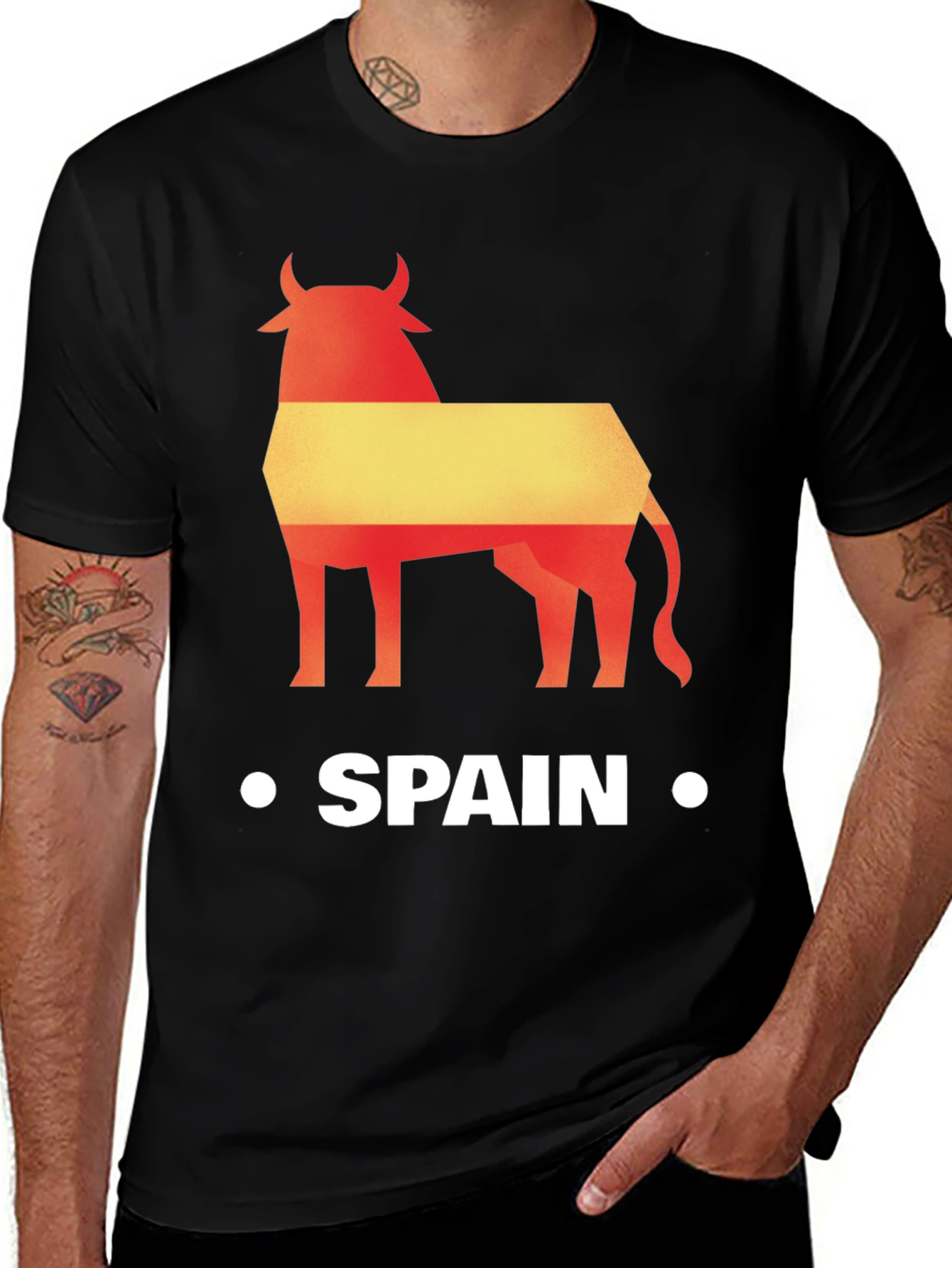 Variant 29 of Spain Bull Graphic Tee - Black Cotton T-Shirt