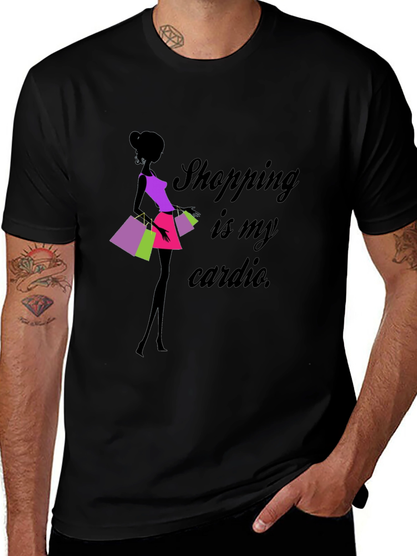 Variant 6 of Shopping is My Cardio Black T-Shirt