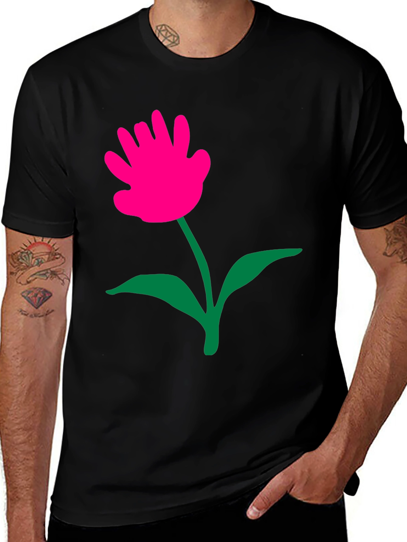 Variant 21 of Funky Flower Graphic Tee - Black
