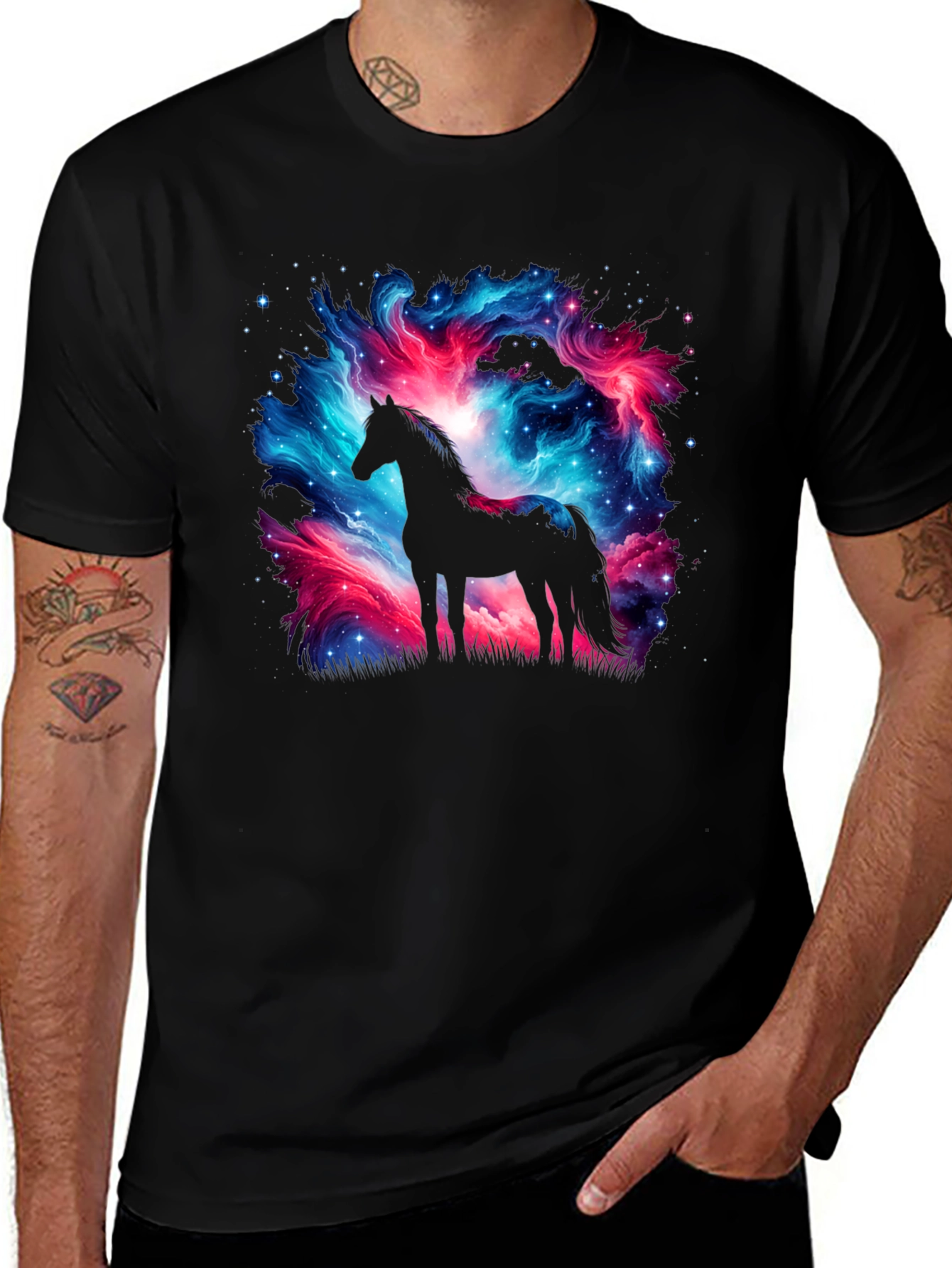 Variant 21 of Nebula Horse Black T-Shirt