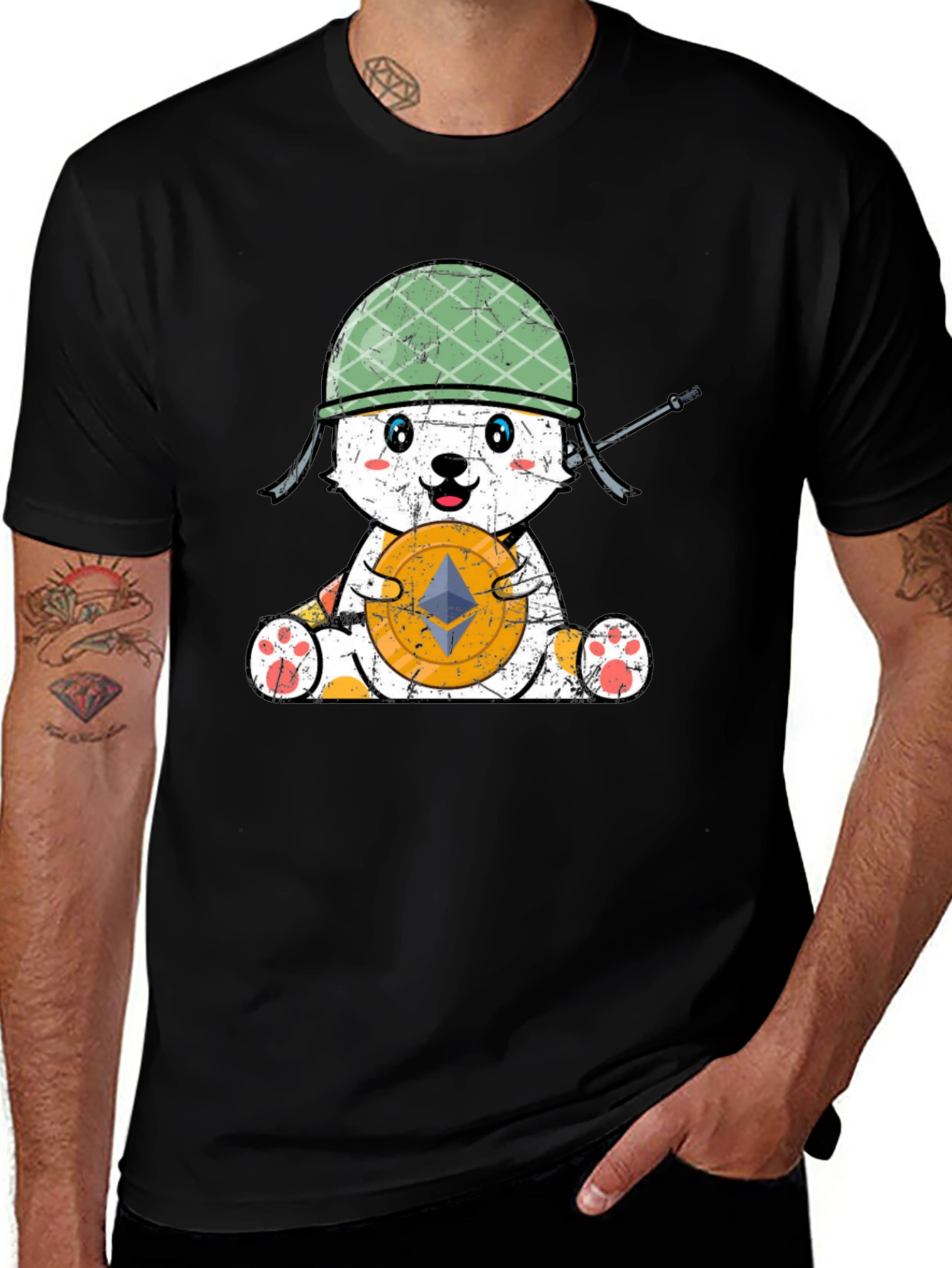 Variant 27 of Crypto Bear Soldier Graphic Tee