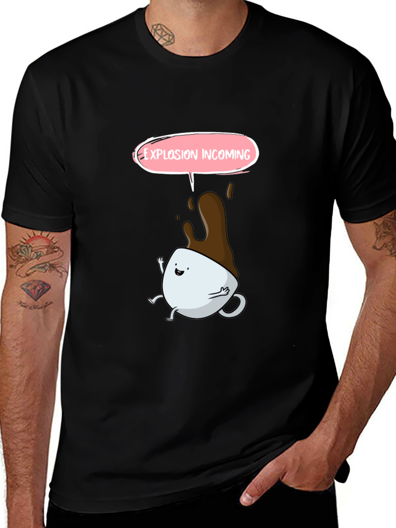 Variant 26 of Explosion Incoming Cartoon Coffee T-Shirt