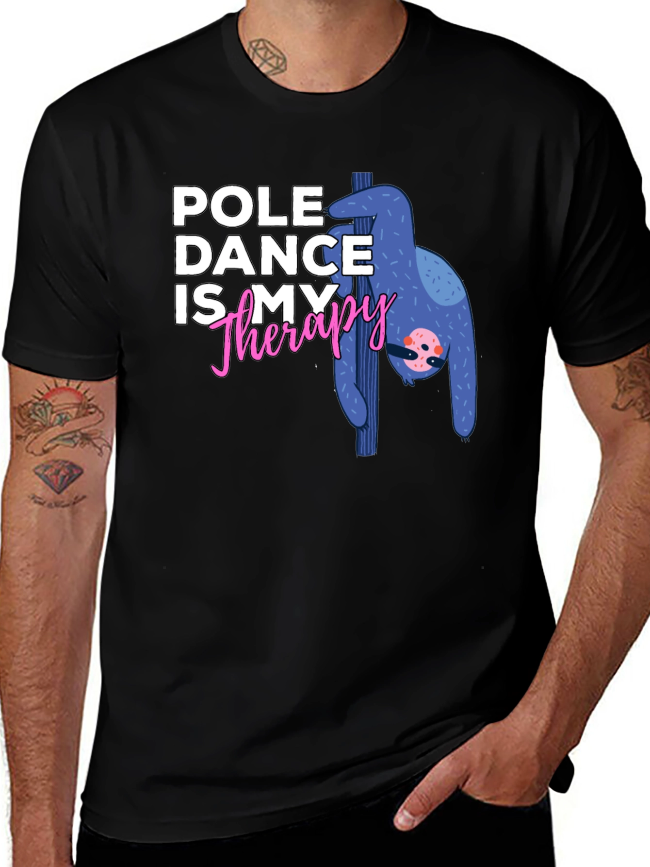 Variant 27 of Pole Dance Therapy Sloth Graphic Tee