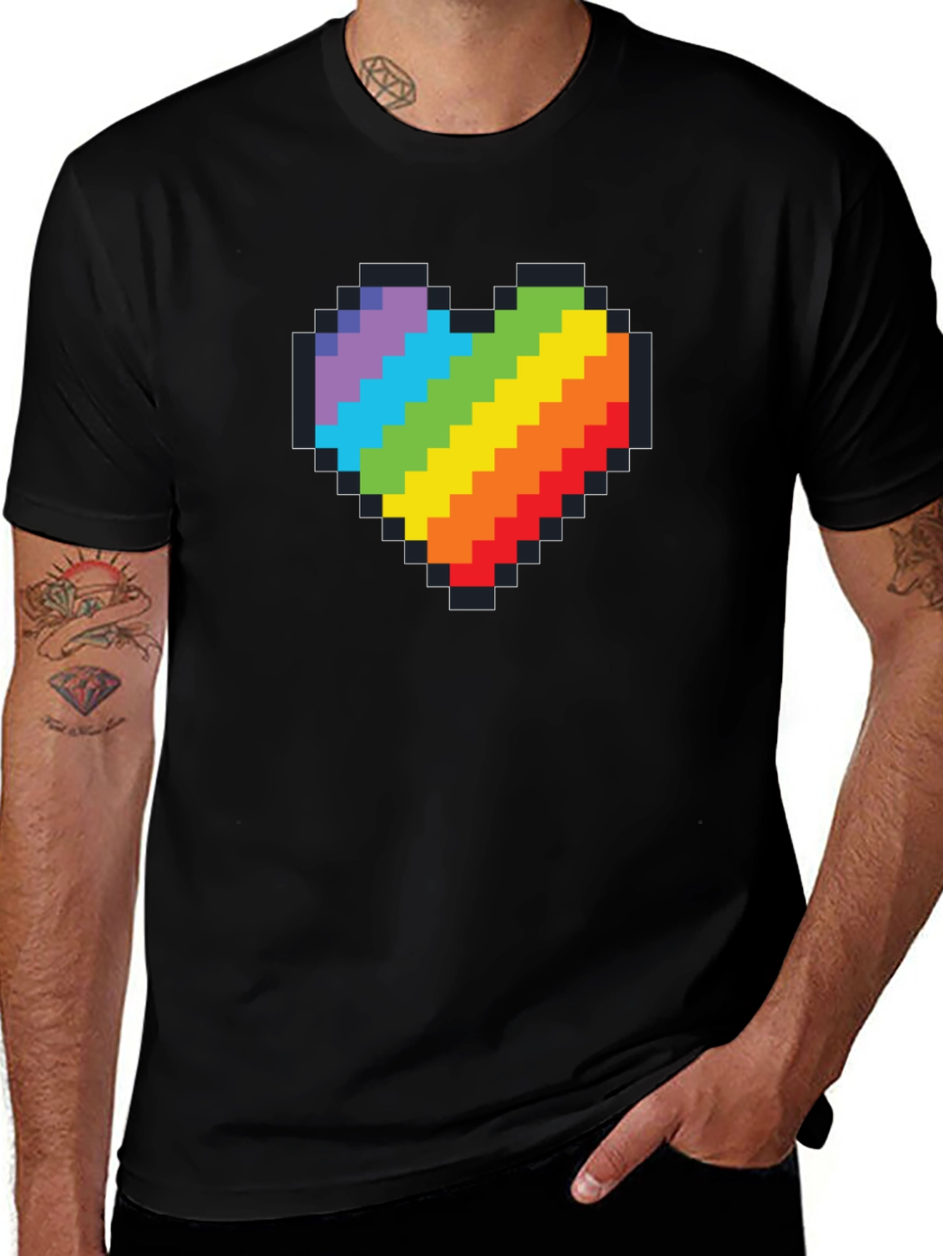 Variant 29 of Pixel Heart Pride T-Shirt - Black