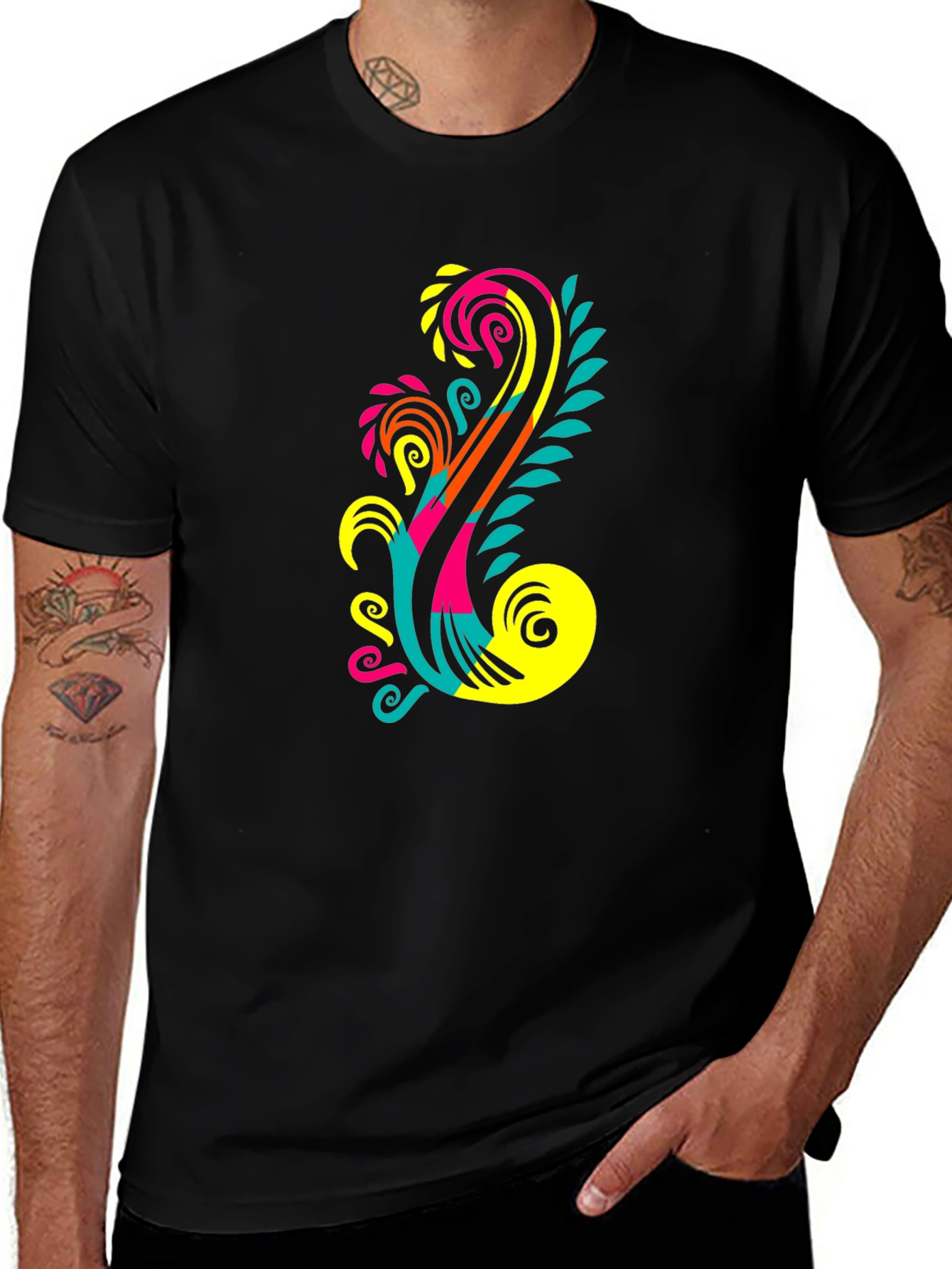 Variant 23 of Bold Graphic Print Black T-Shirt
