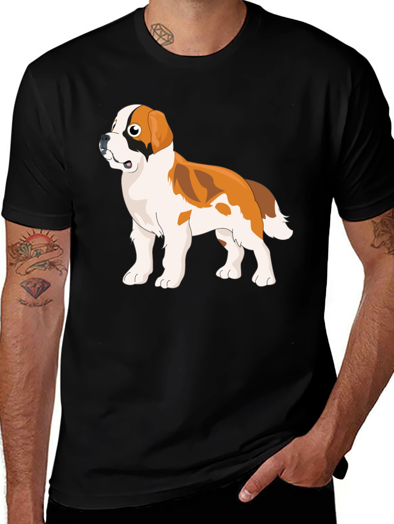 Variant 22 of Saint Bernard Dog Cartoon T-Shirt