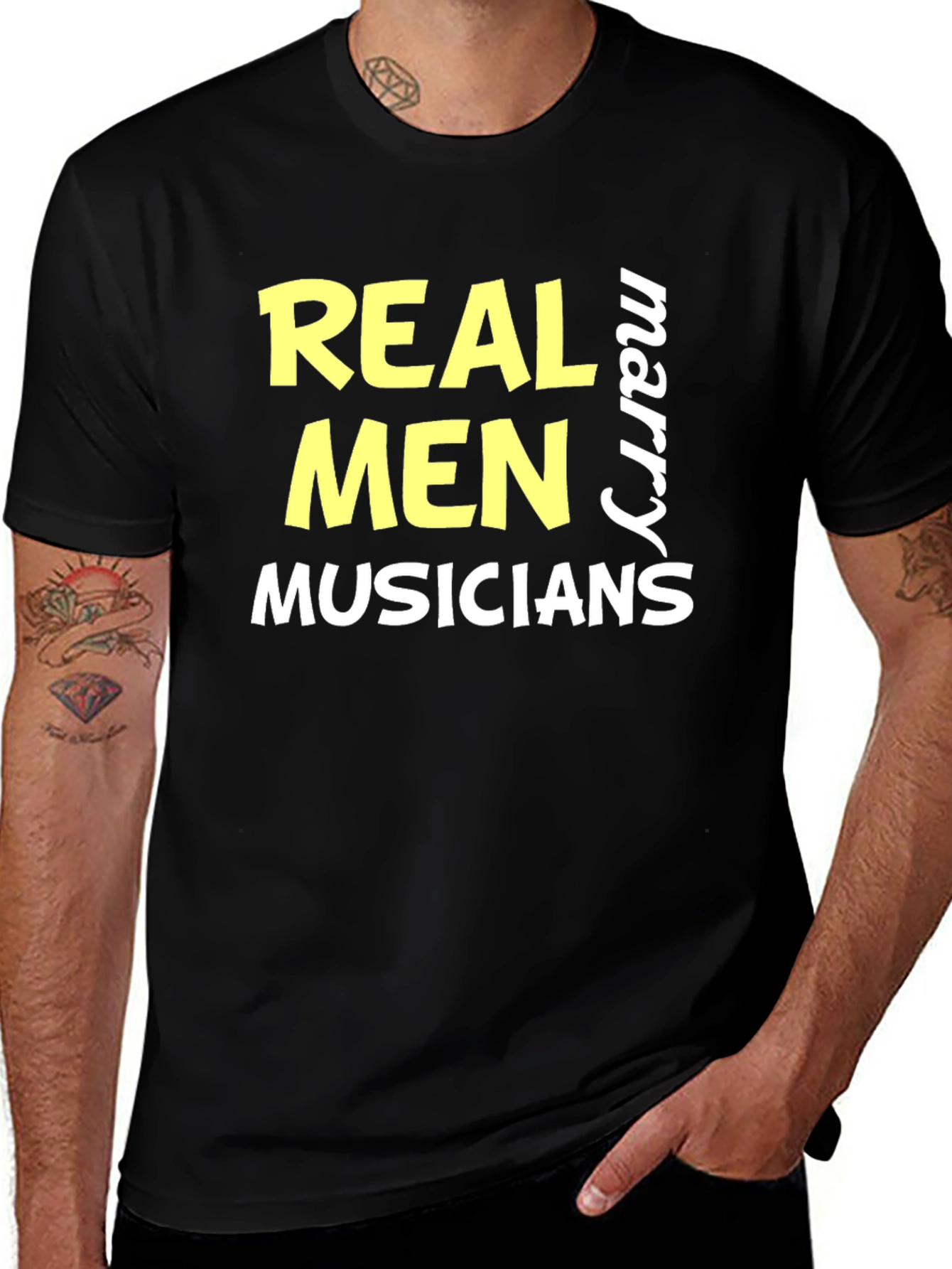 Variant 11 of Real Men Marry Musicians T-Shirt - Black