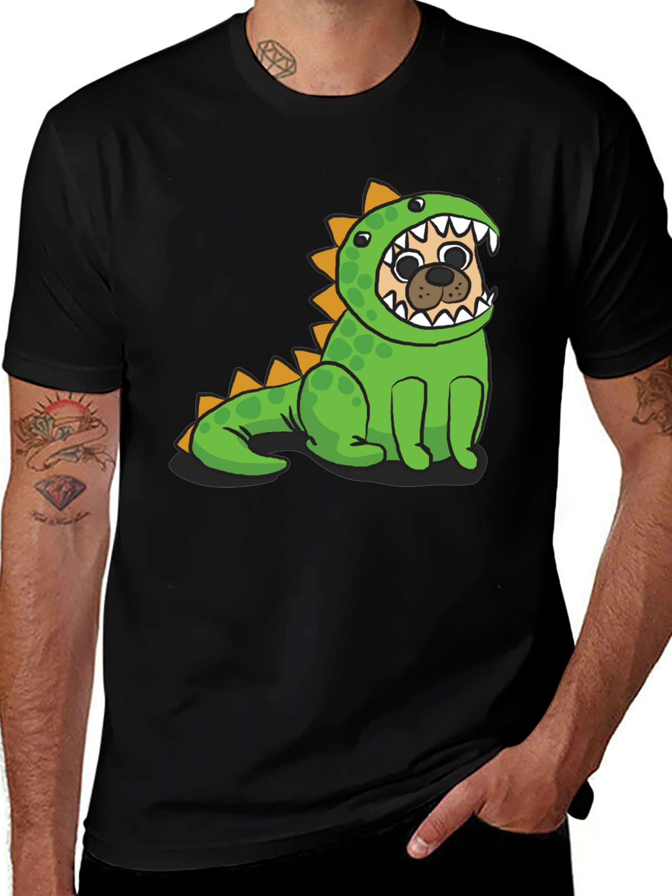 Variant 10 of Pug in Dino Costume Graphic T-Shirt