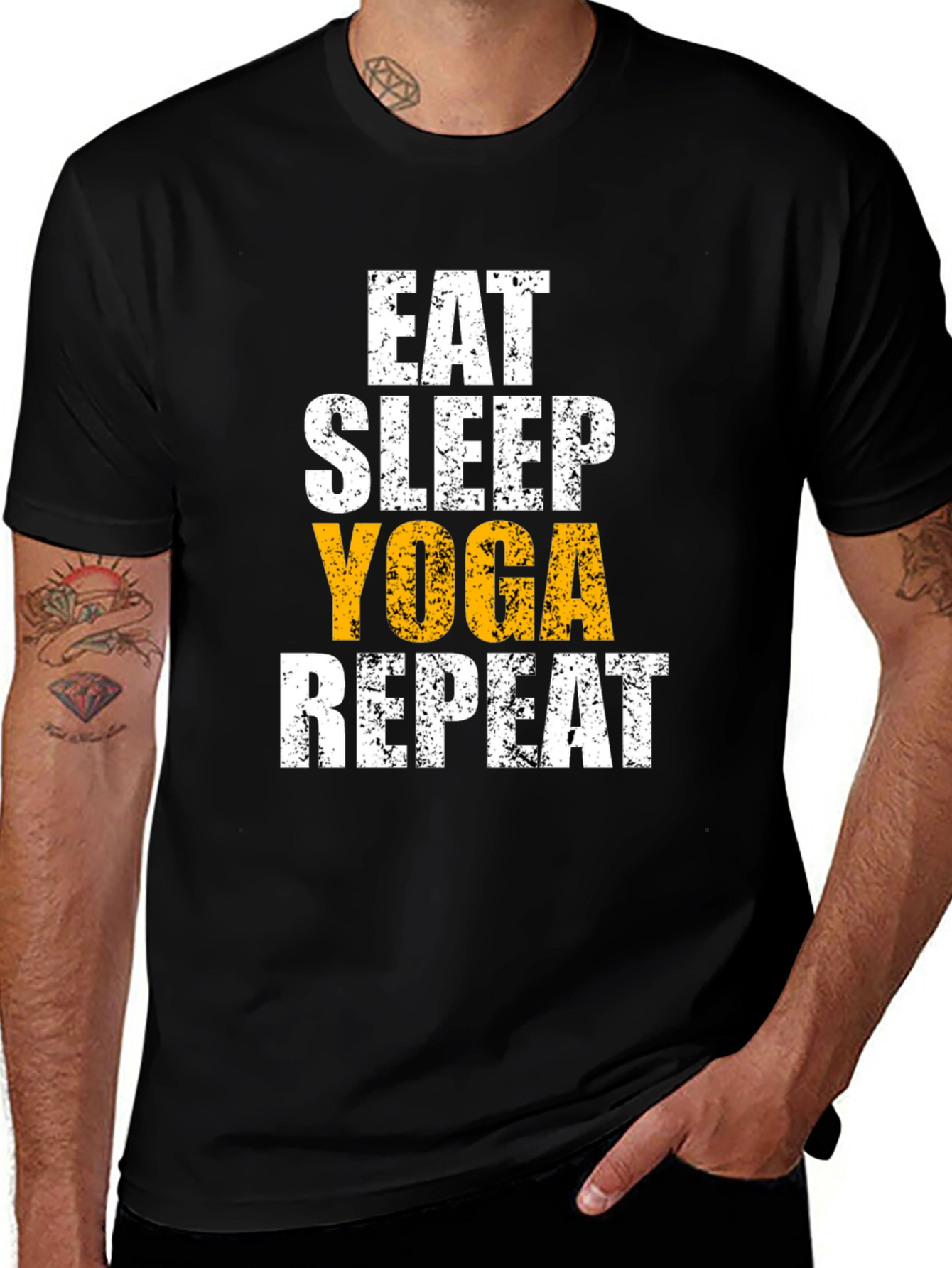Variant 6 of Eat Sleep Yoga Repeat Graphic Tee - Soft Cotton Blend