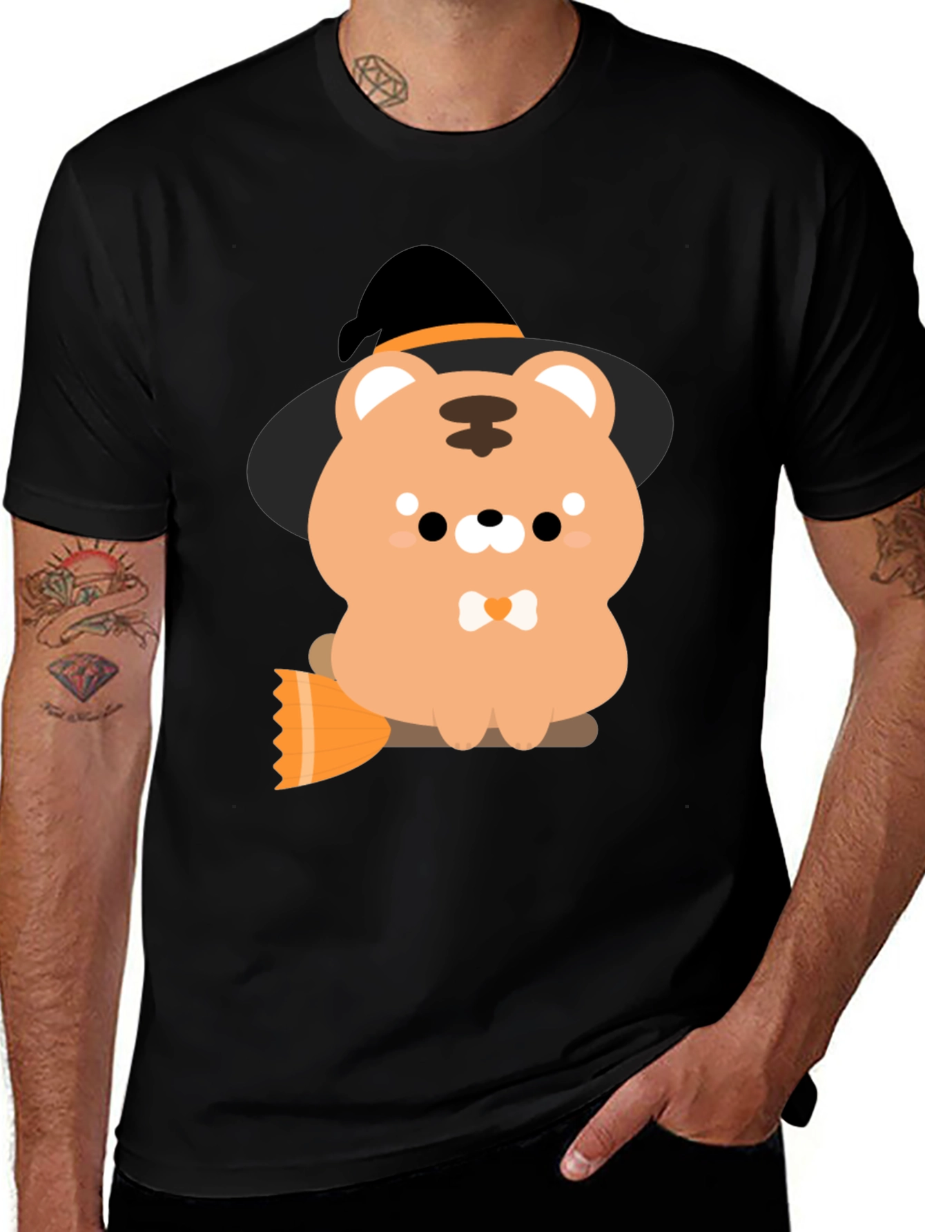 Cute Halloween Bear Witch Graphic Tee