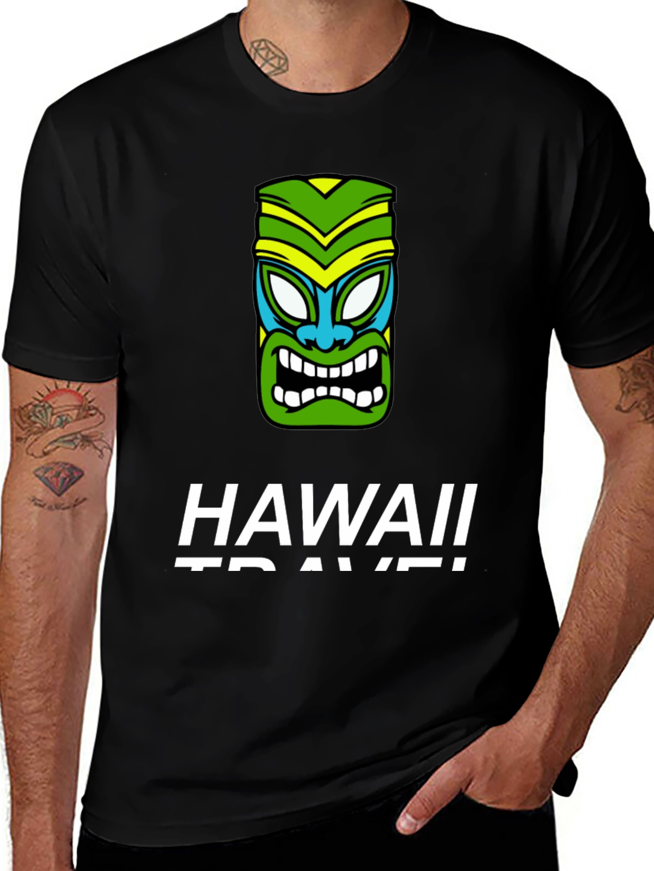 Hawaii Travel T-Shirt - Tiki Mask Design