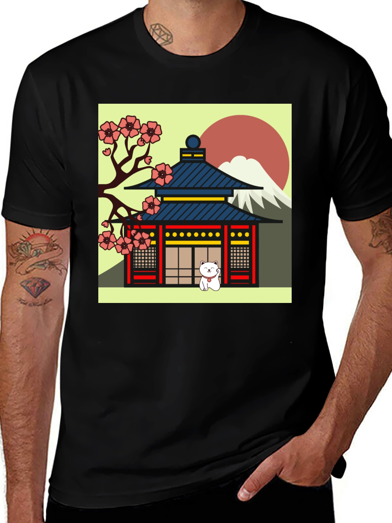 Variant 15 of Japanese Temple Cat Graphic Tee