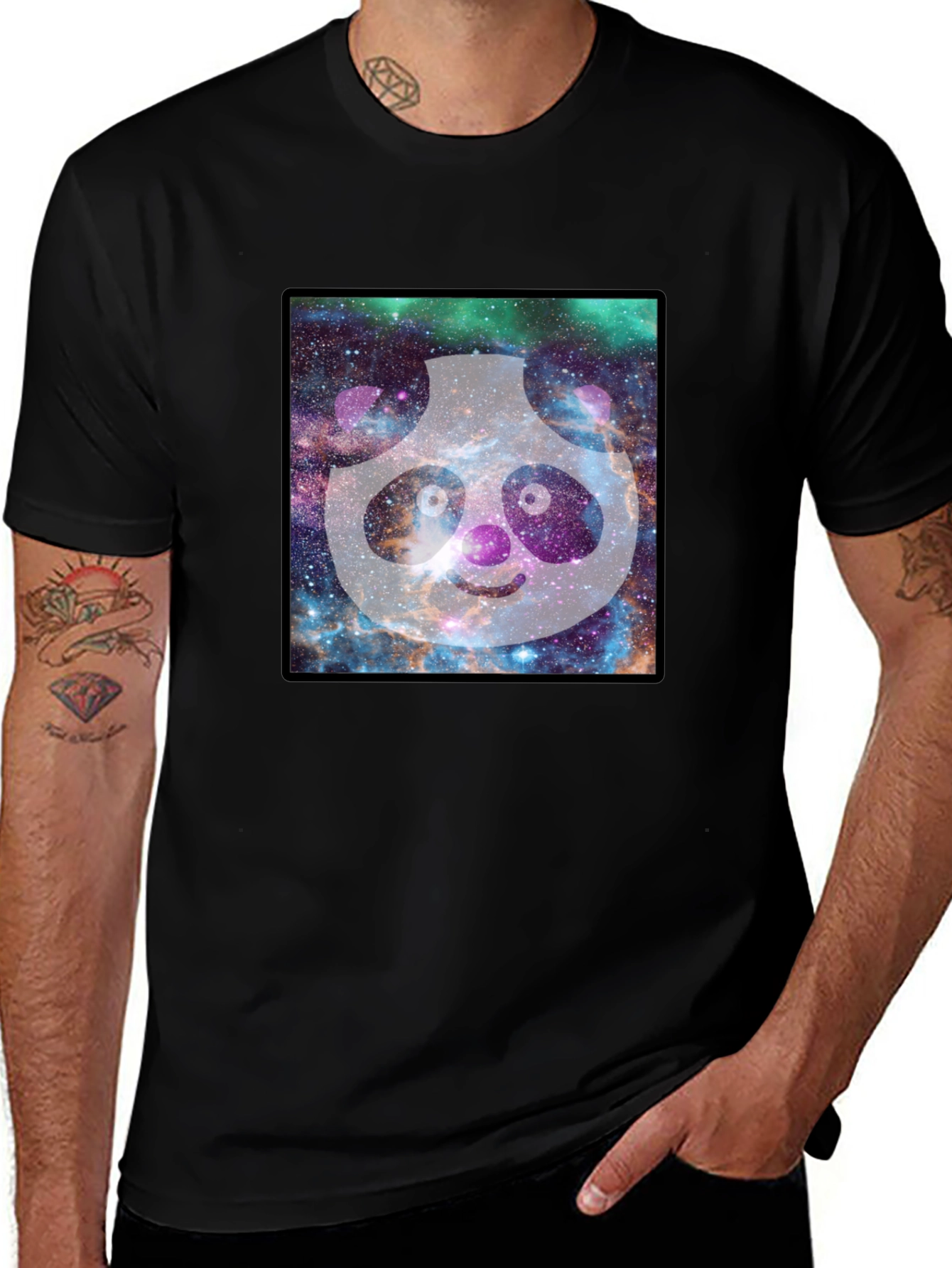 Black Galaxy Panda Graphic Tee - Unique Design main image