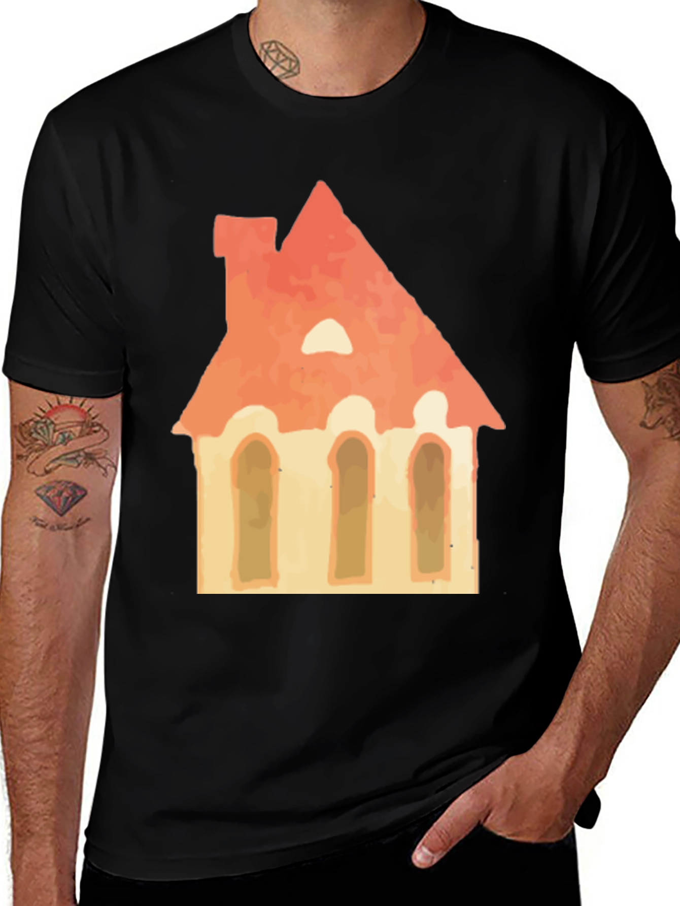 Variant 7 of House Graphic Tee - Black Unisex T-Shirt