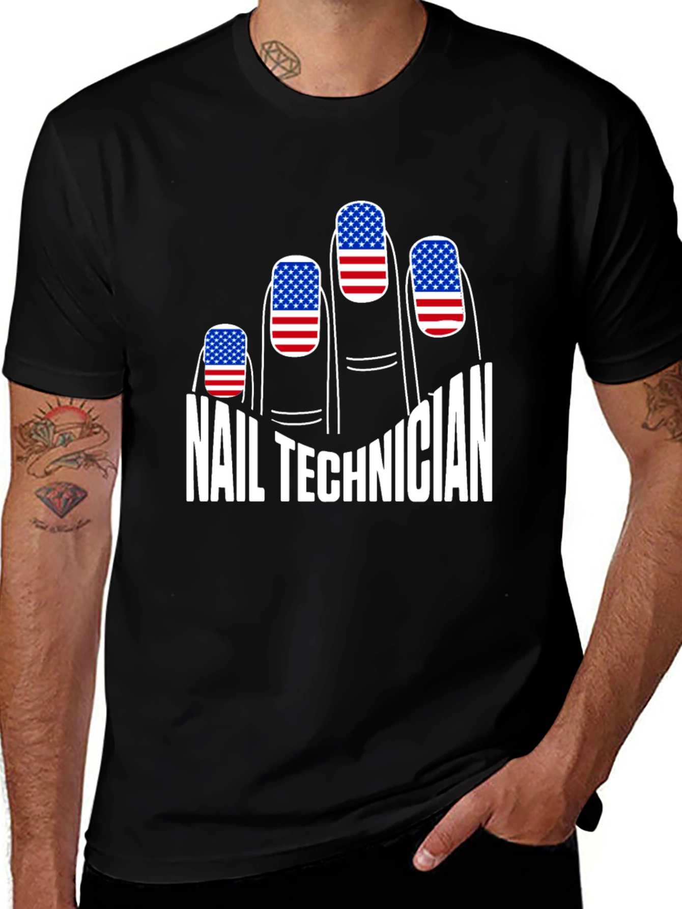 Variant 22 of Nail Technician USA Flag T-Shirt - Manicure Gift