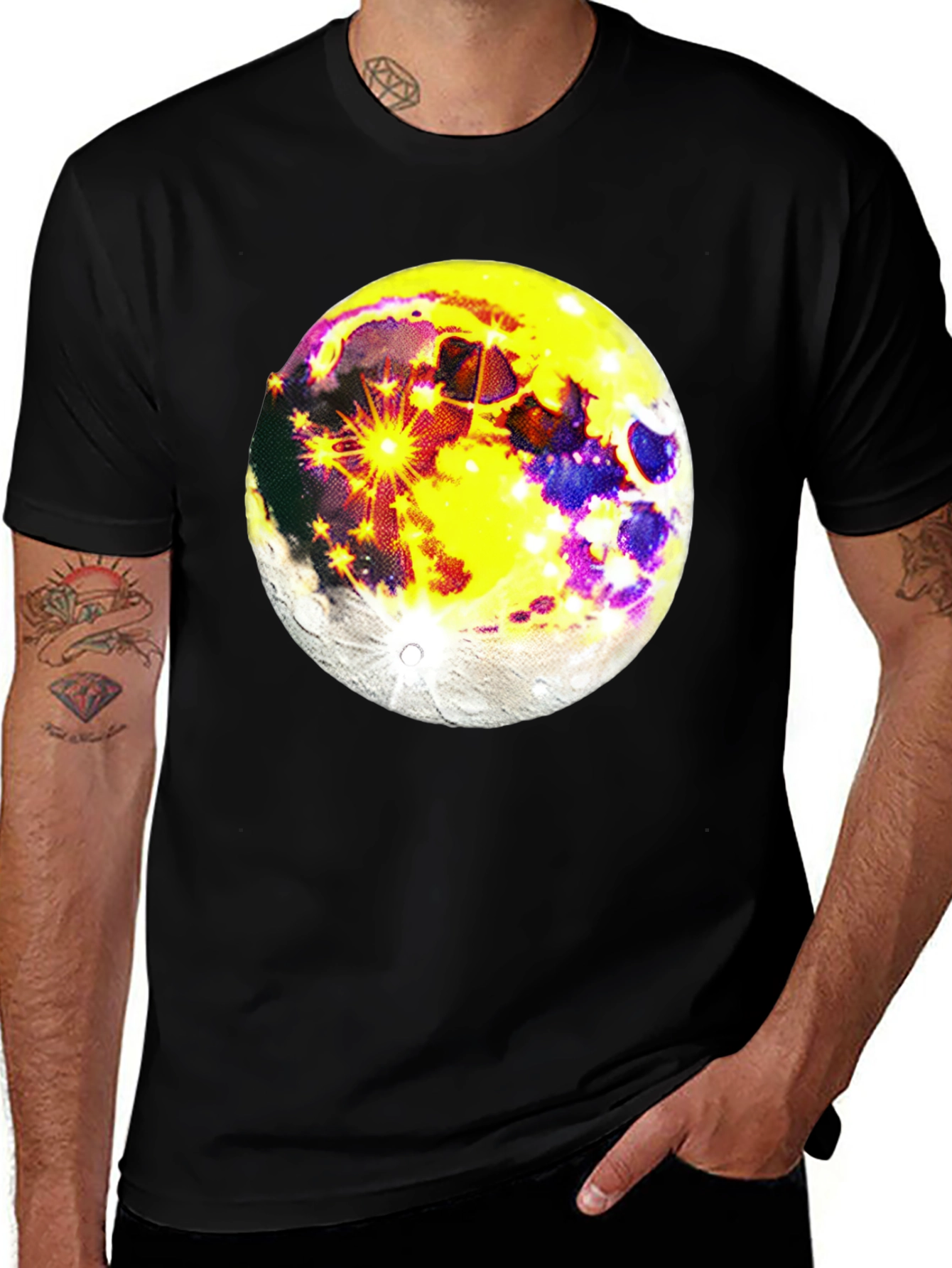 Variant 15 of Moon Graphic Black T-Shirt - Celestial Style