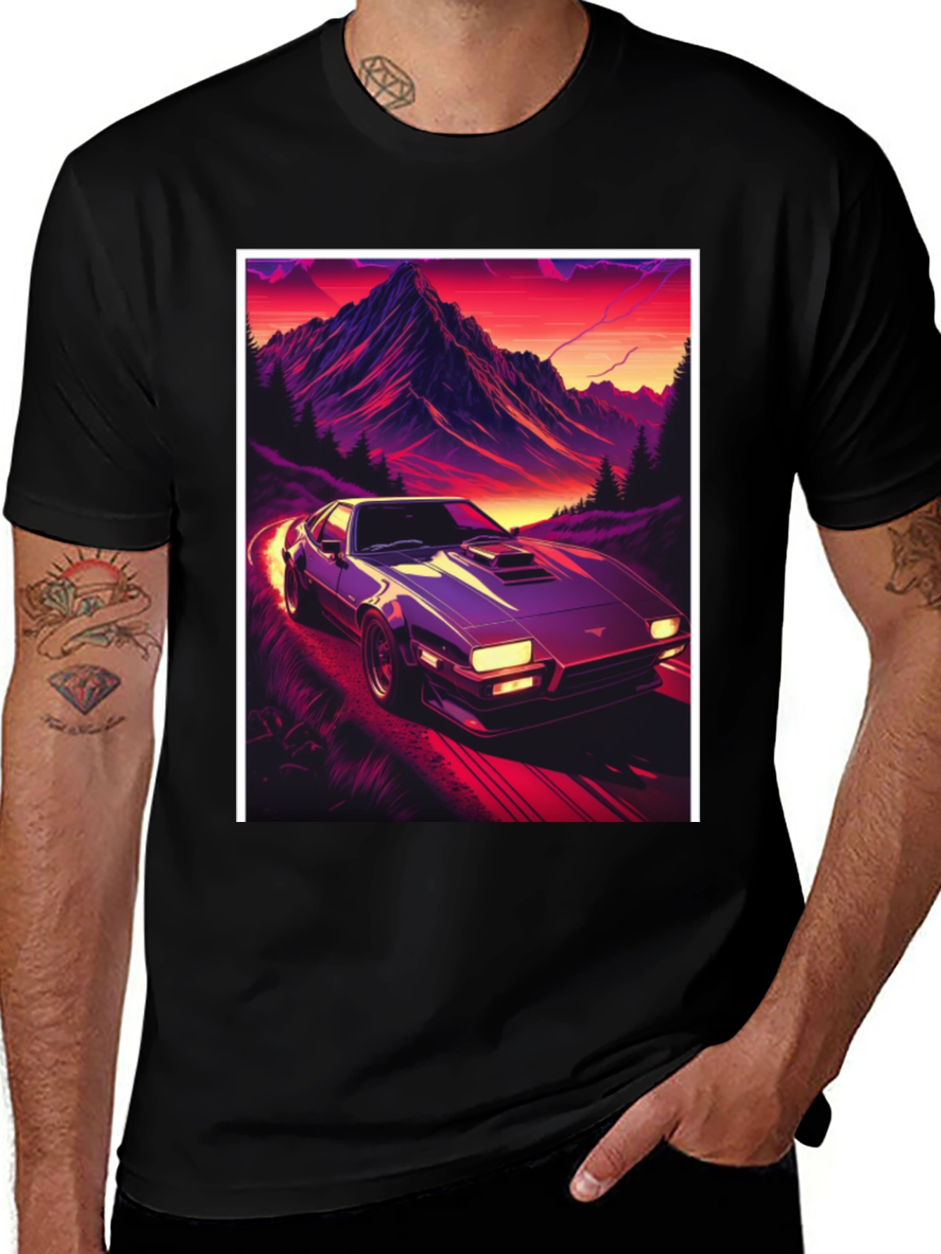Variant 30 of Retro Car Graphic Tee - Synthwave Style