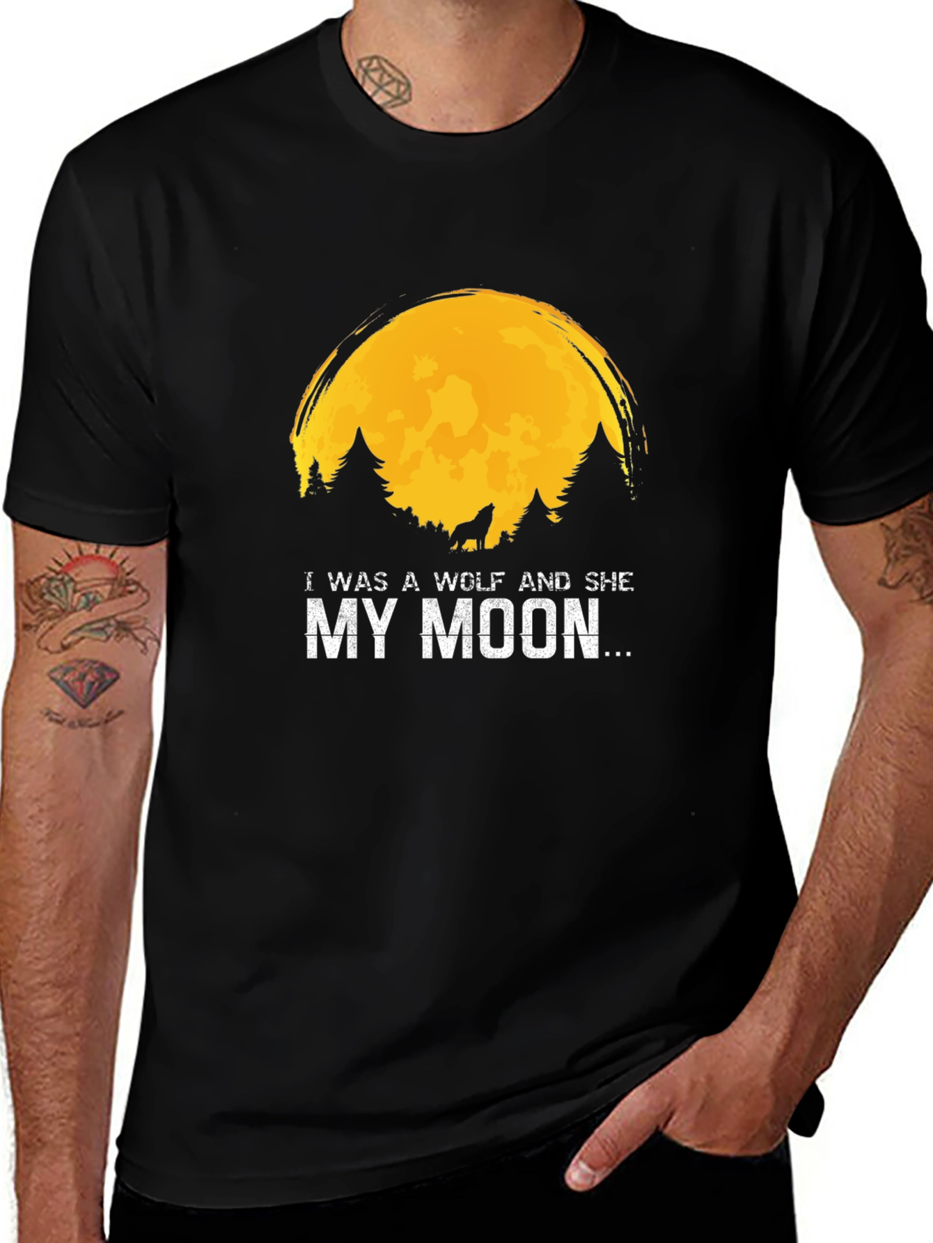 Variant 8 of Wolf and Moon Graphic Tee -  Comfortable Fit