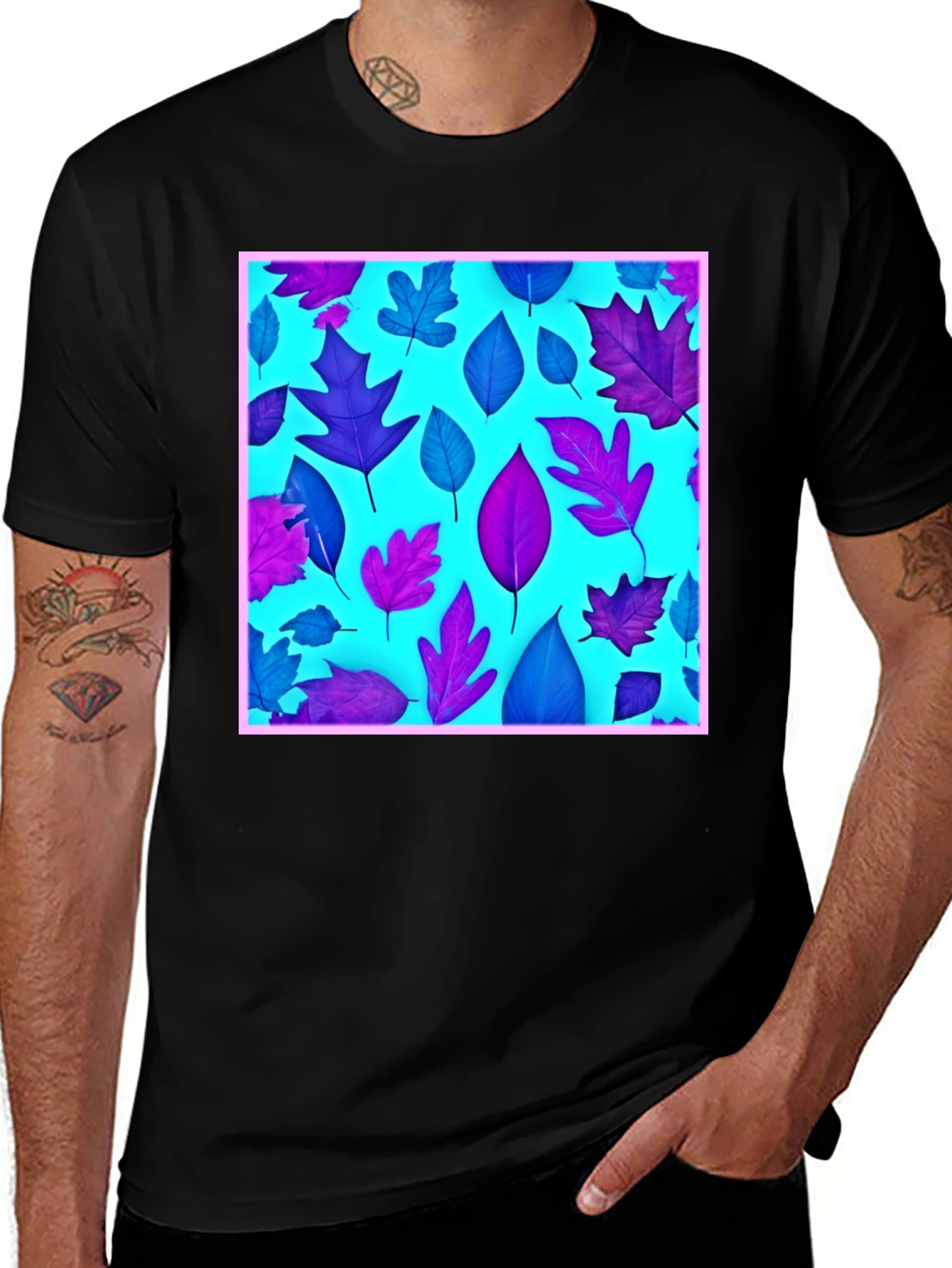 Leaf Pattern T-Shirt - Vibrant Colors