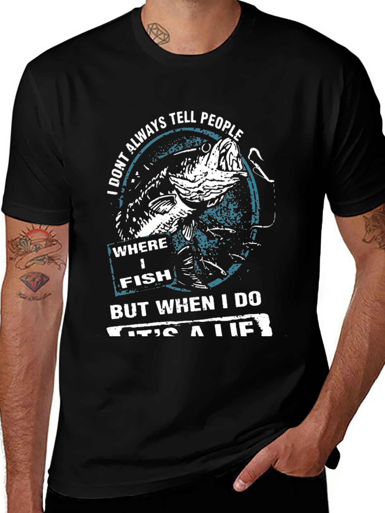 Variant 19 of Men's "I Don't Always Tell People Where I Fish" T-Shirt