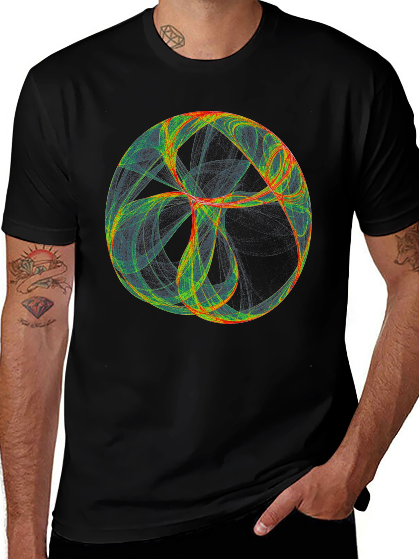 Variant 20 of Abstract Orb Graphic Tee - Modern Black T-Shirt