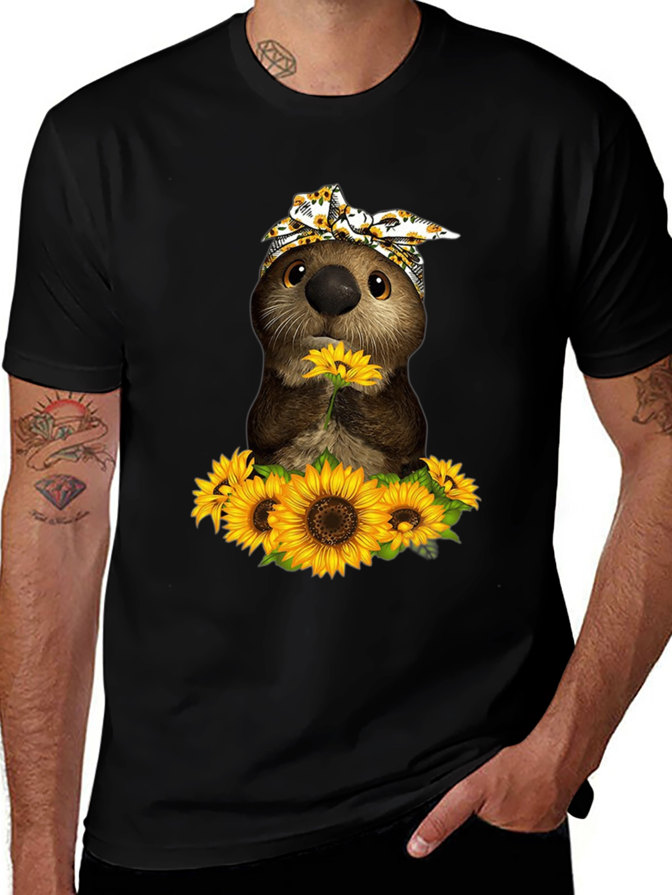 Variant 13 of Otter and Sunflower Graphic Tee