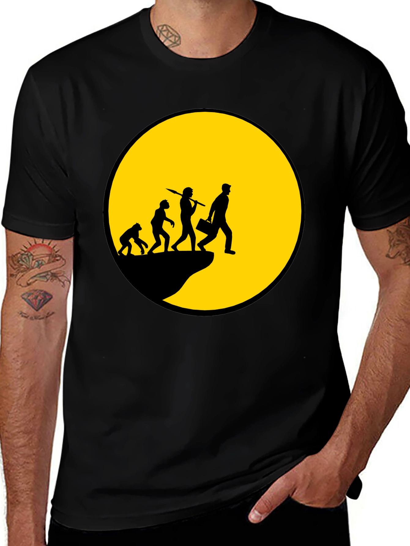 Variant 24 of Evolution of Man T-Shirt - Black Graphic Tee