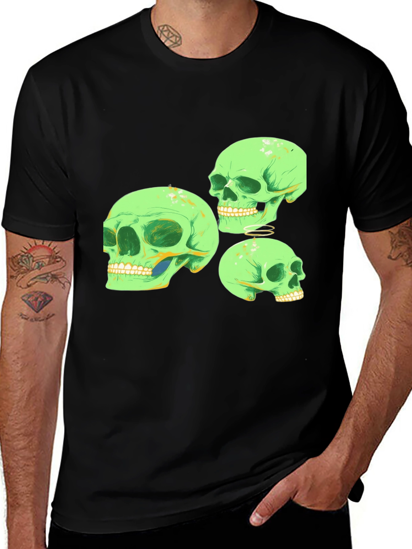 Variant 21 of Skull Graphic T-Shirt - Men's Black Tee