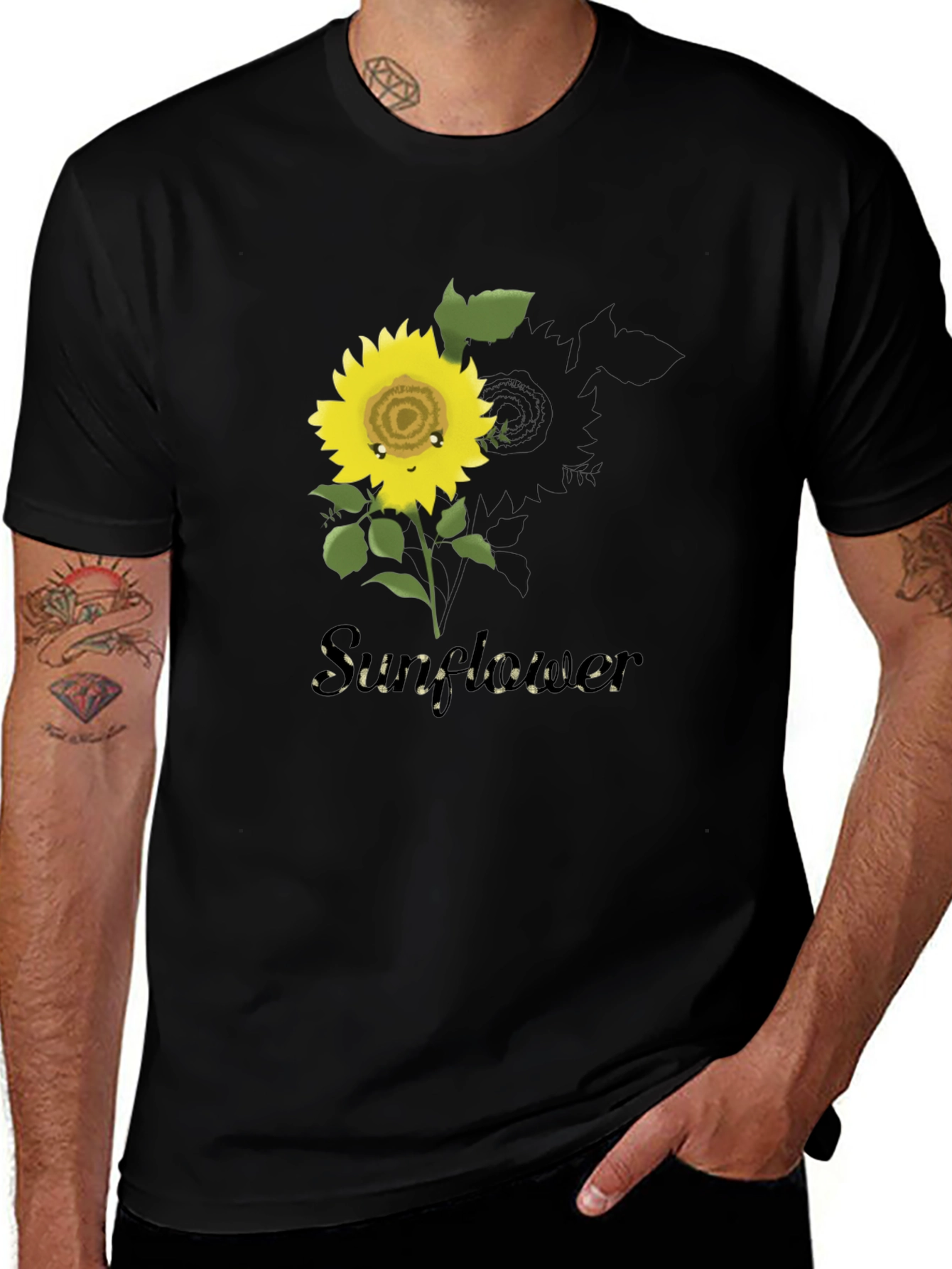 Variant 13 of Sunflower Graphic T-Shirt - Black