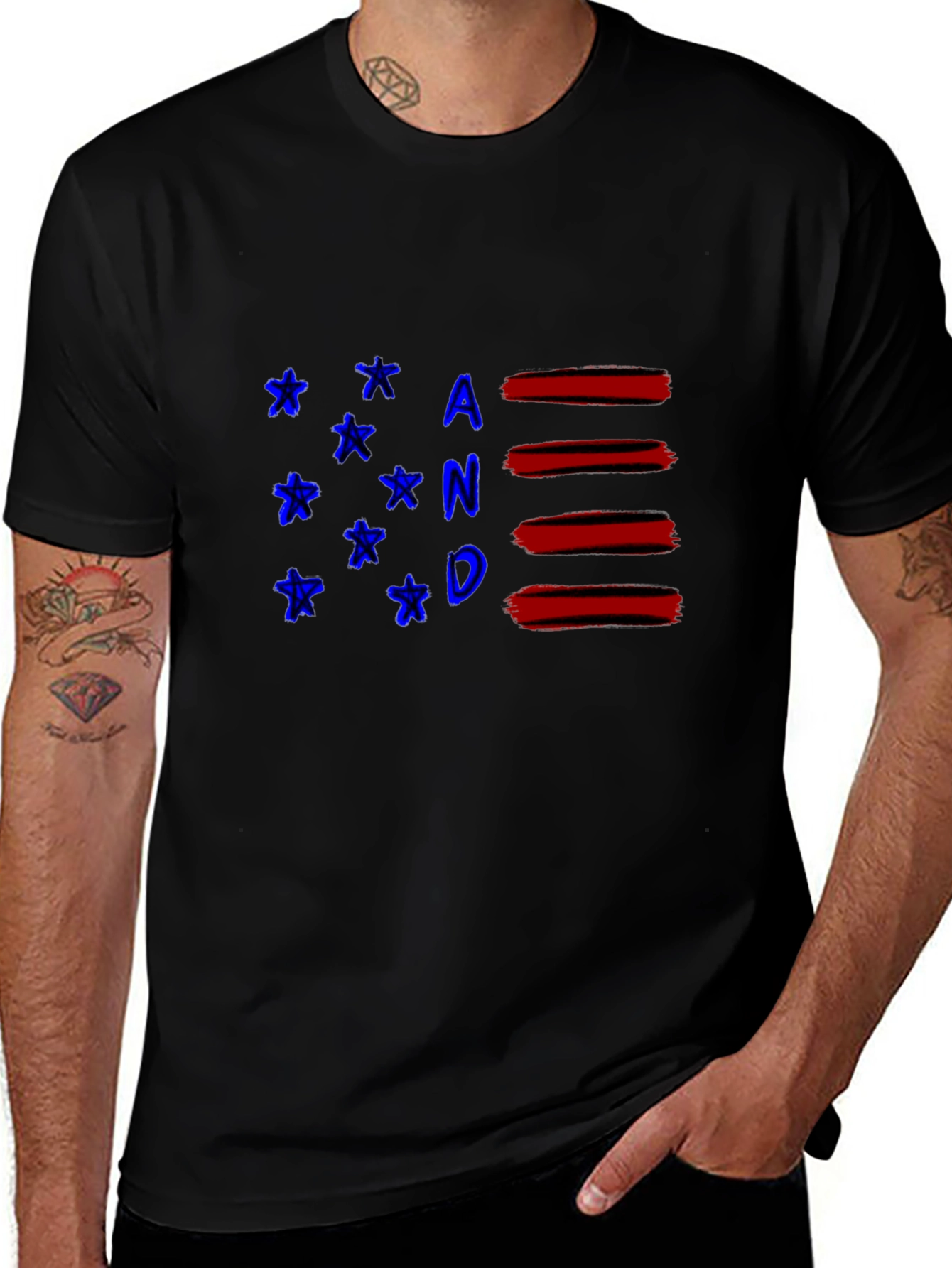Variant 26 of Patriotic AND T-Shirt - Stylish American Flag Inspired Design