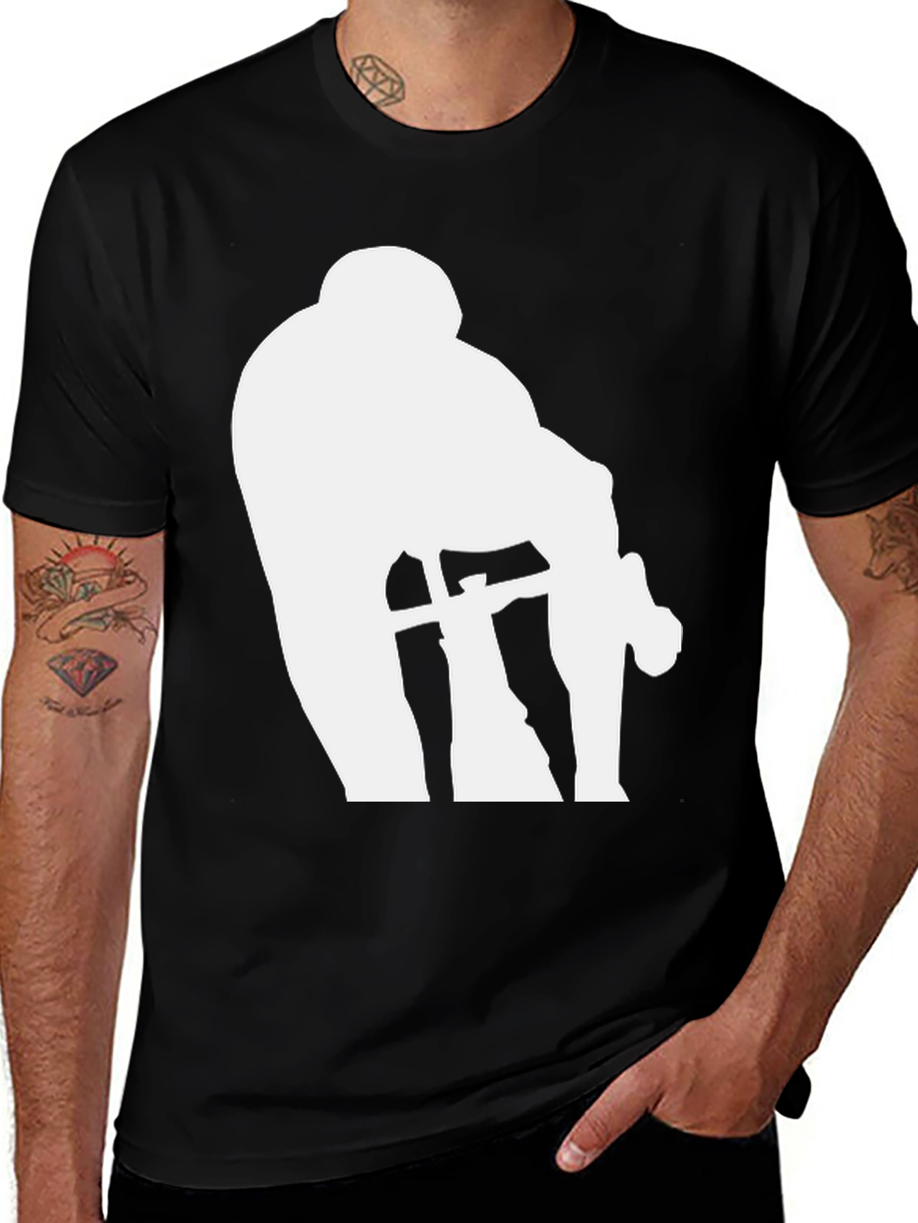 Variant 2 of Silhouette Graphic Tee - Black Cotton Blend