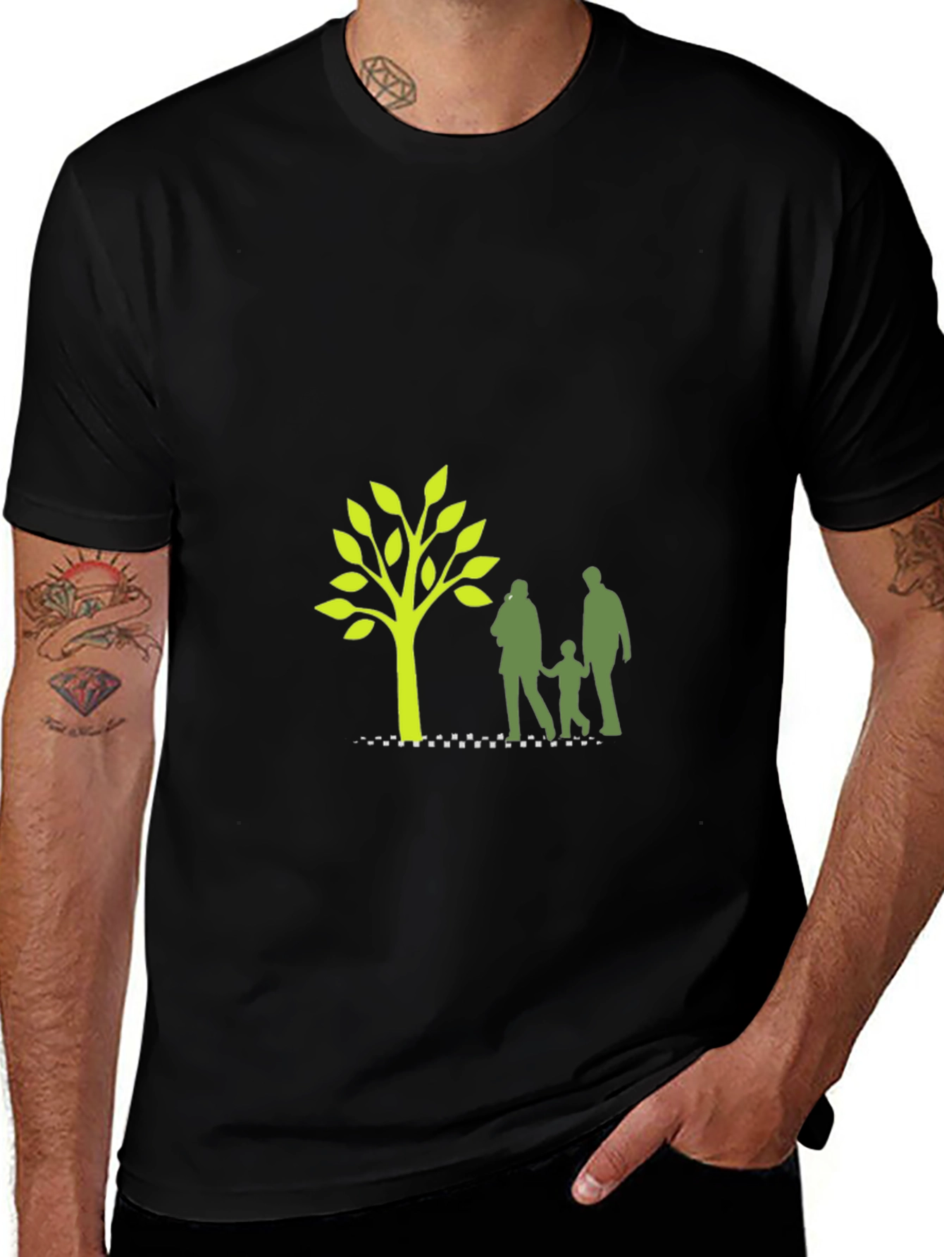 Family Tree Graphic T-Shirt - Black