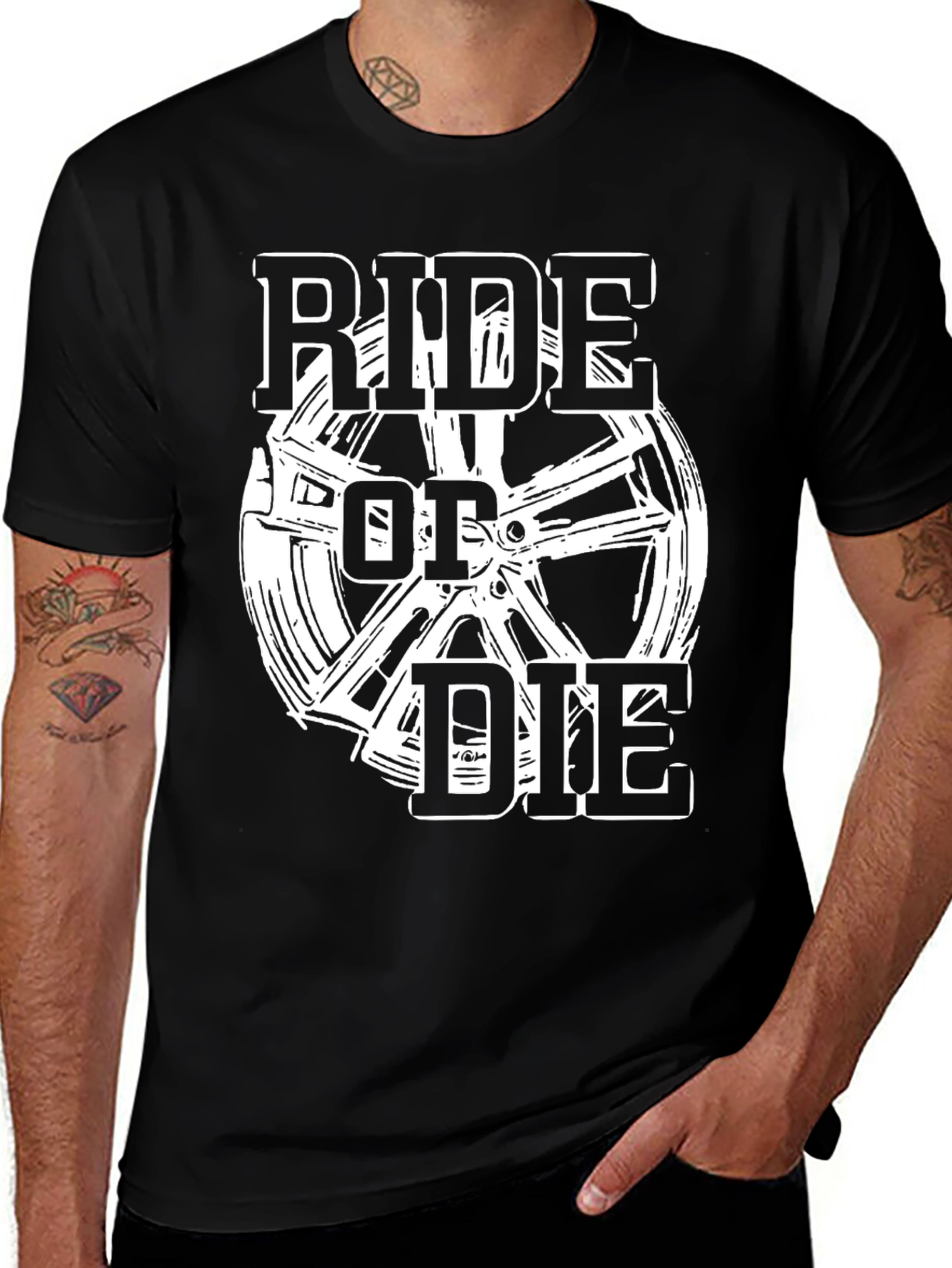 Variant 23 of Ride or Die Graphic Tee - Black Cotton Blend