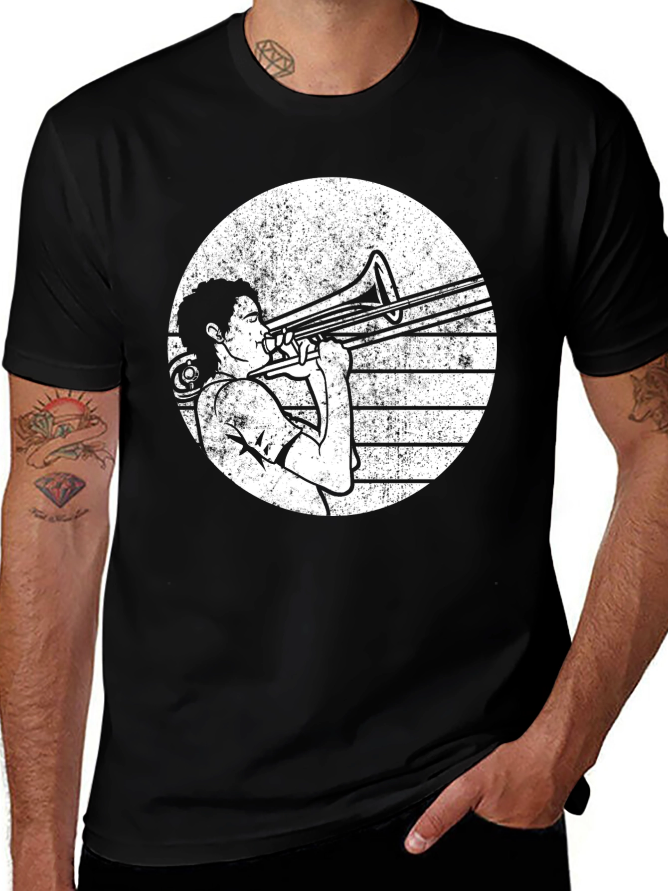 Variant 14 of Trombone Player Graphic Tee - Vintage Style