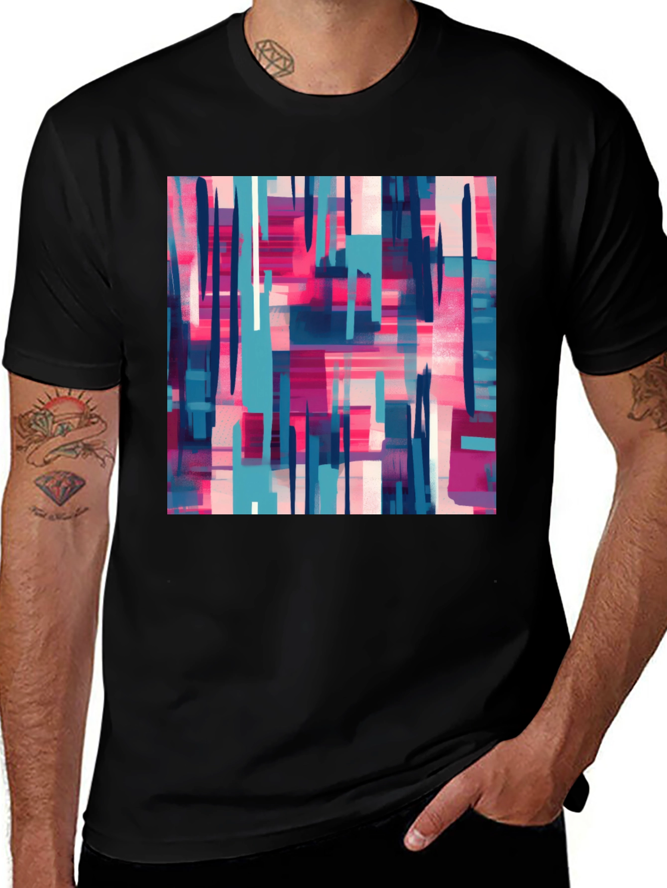 Variant 26 of Abstract Art Men's Black T-Shirt