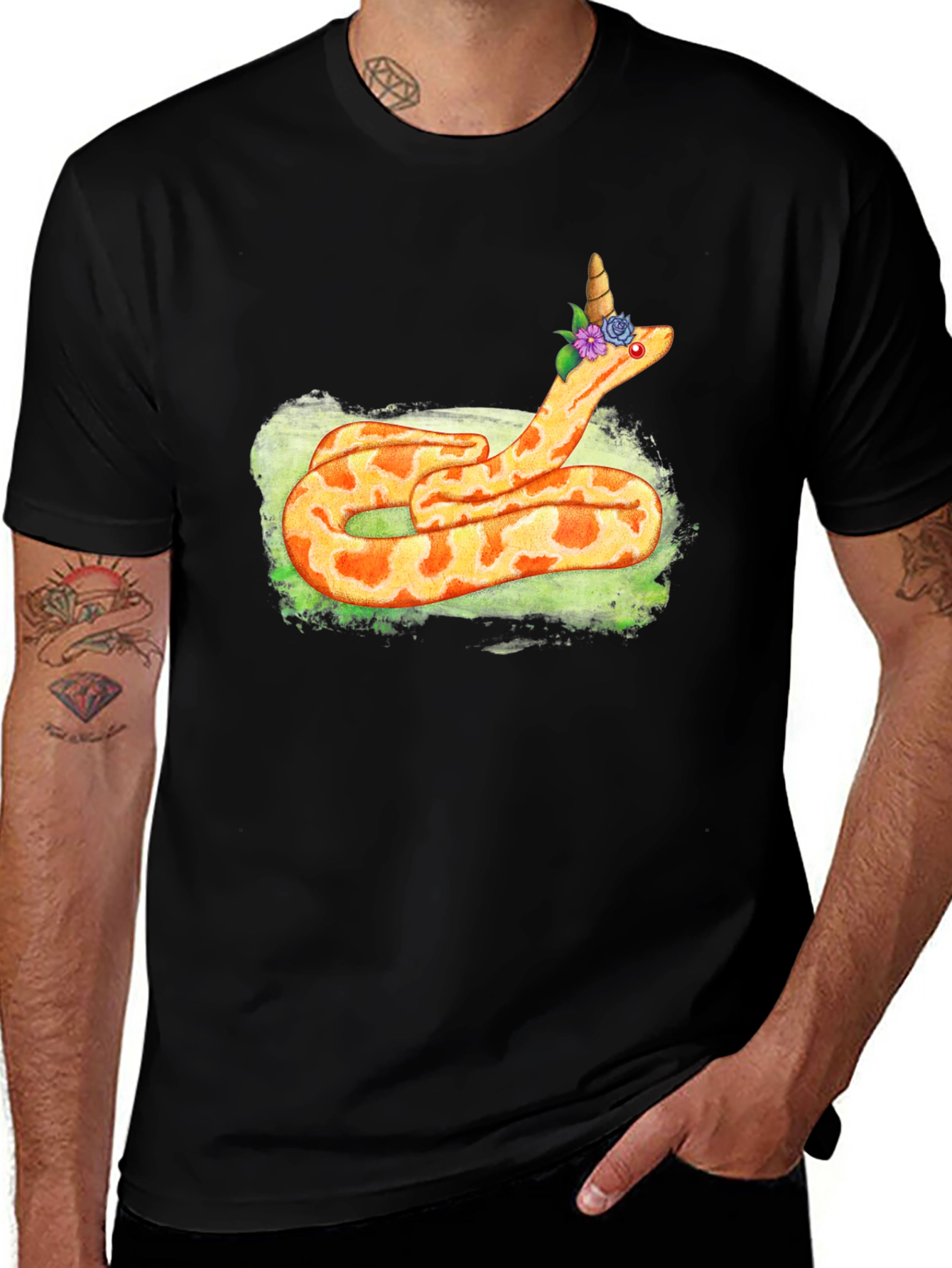Variant 6 of Unicorn Snake Graphic Tee - Fun Reptile Shirt