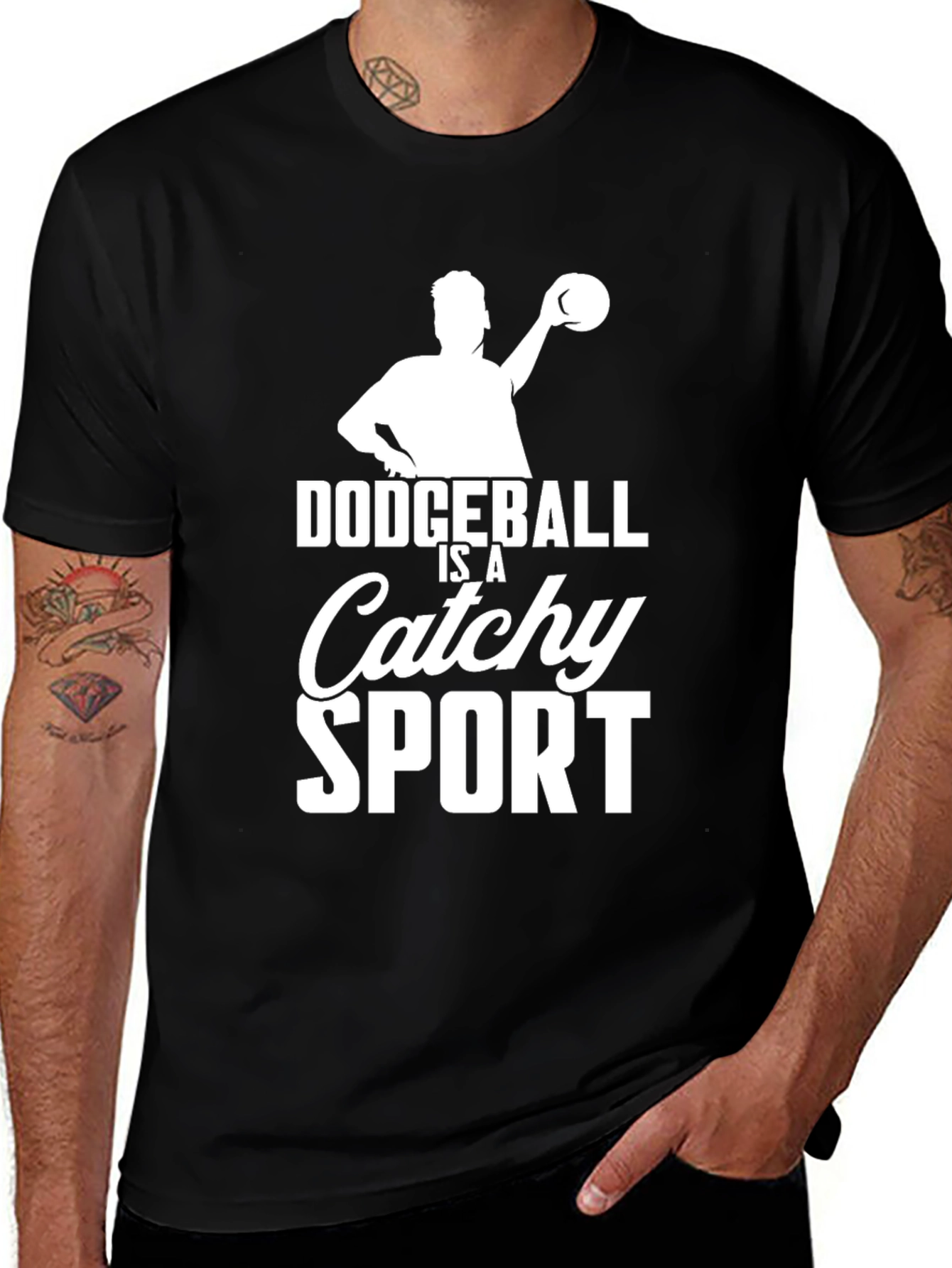 Variant 23 of Dodgeball Catchy Sport Graphic Tee - Black Cotton Casual T-Shirt