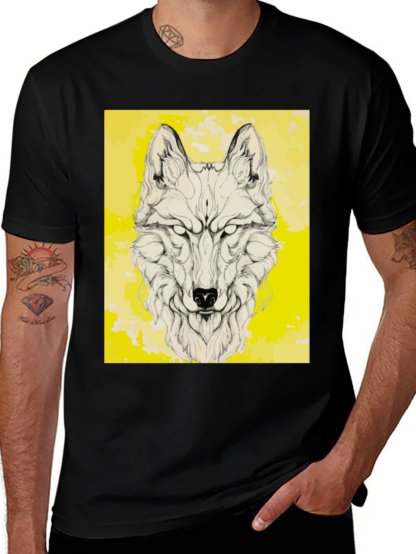 Variant 4 of Wolf Graphic Print Black T-Shirt